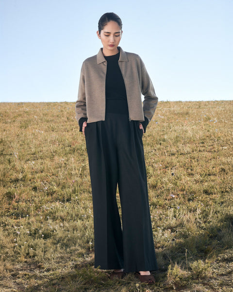 Kaschmir-Seide Strickjacke, kurz, mit Reißverschluss, Editorial-Foto