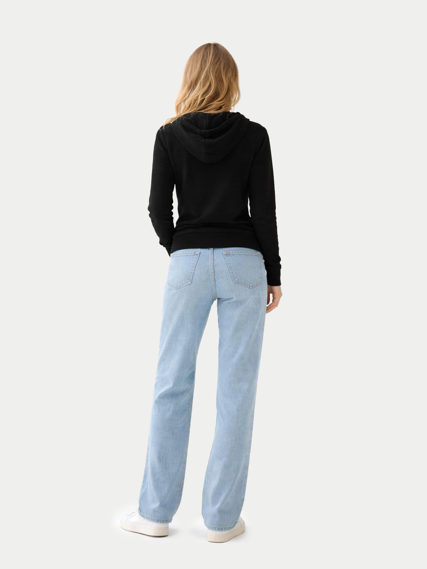 Damen Zip-Hoodie mit Smiley-Tasche