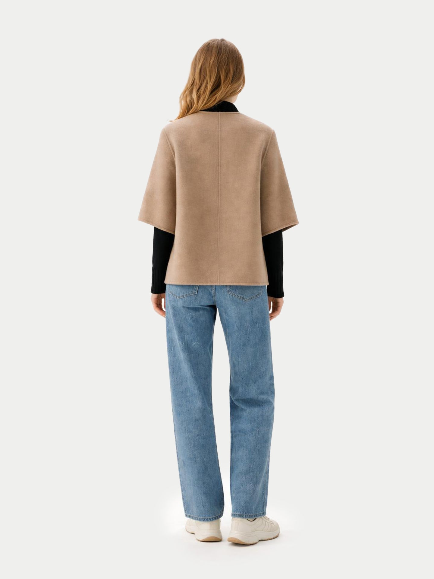 Ponchojacke aus Kaschmir mit Tasche