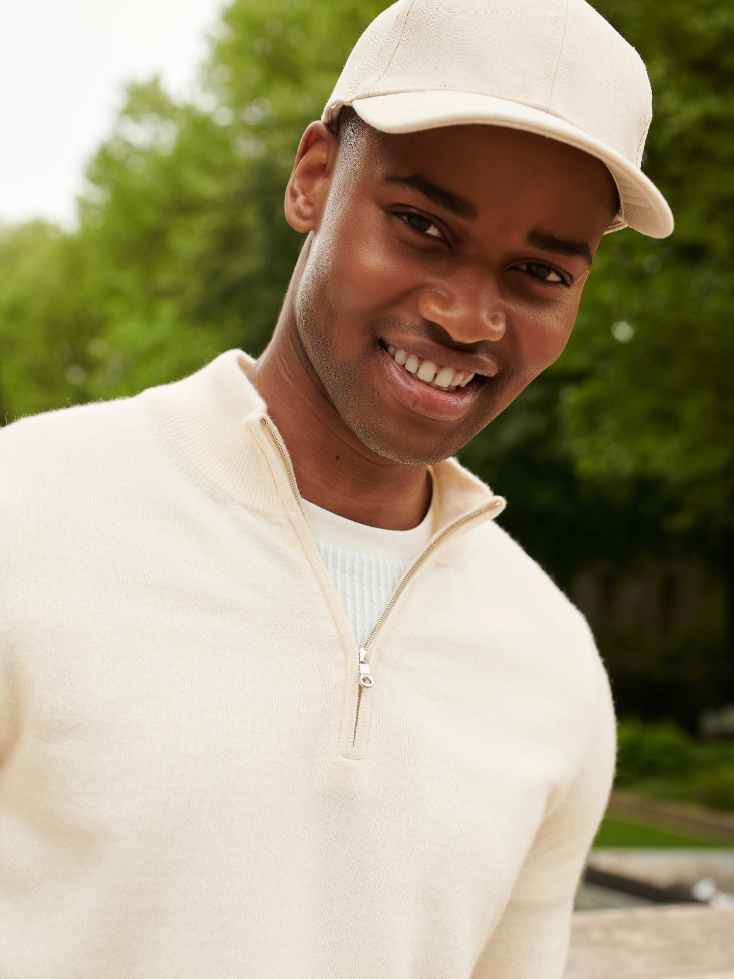 Herren Kaschmir Pullover Mit Halbreißverschluss Marshmallow - Gobi Cashmere