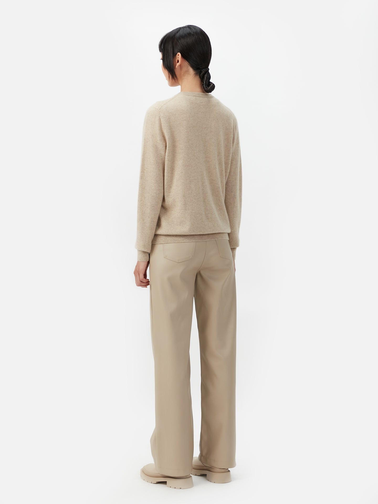 Women's Cashmere Crew Neck Cardigan Warm Grey - Gobi Cashmere