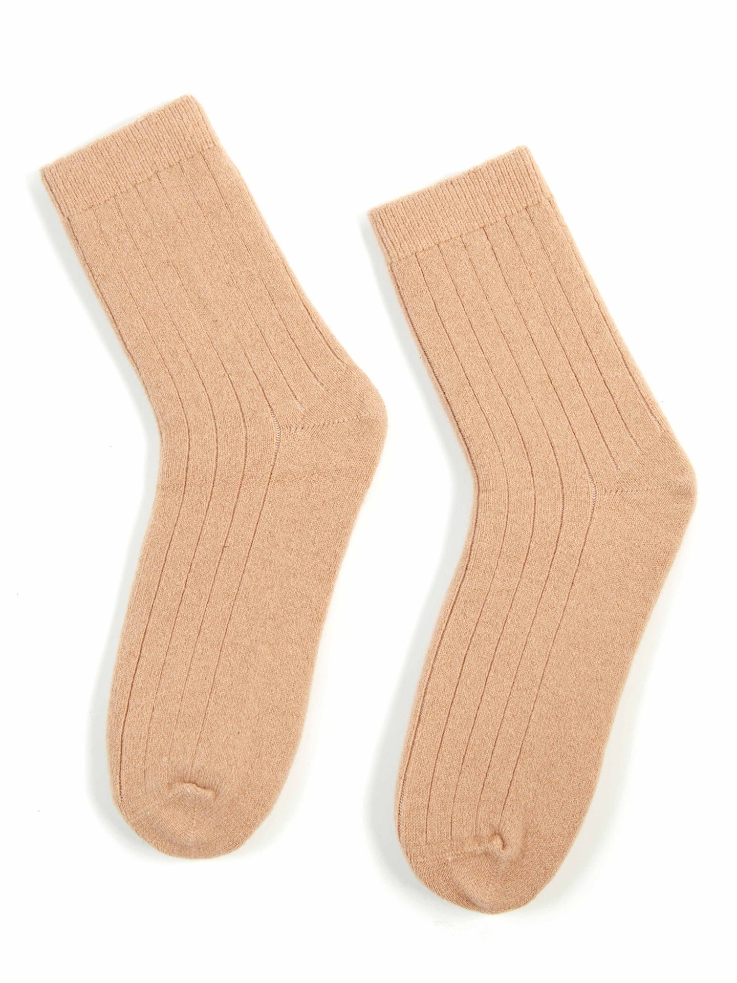 Unisex Kaschmir Rippenstrick-Socken Hellkamel - Gobi Cashmere