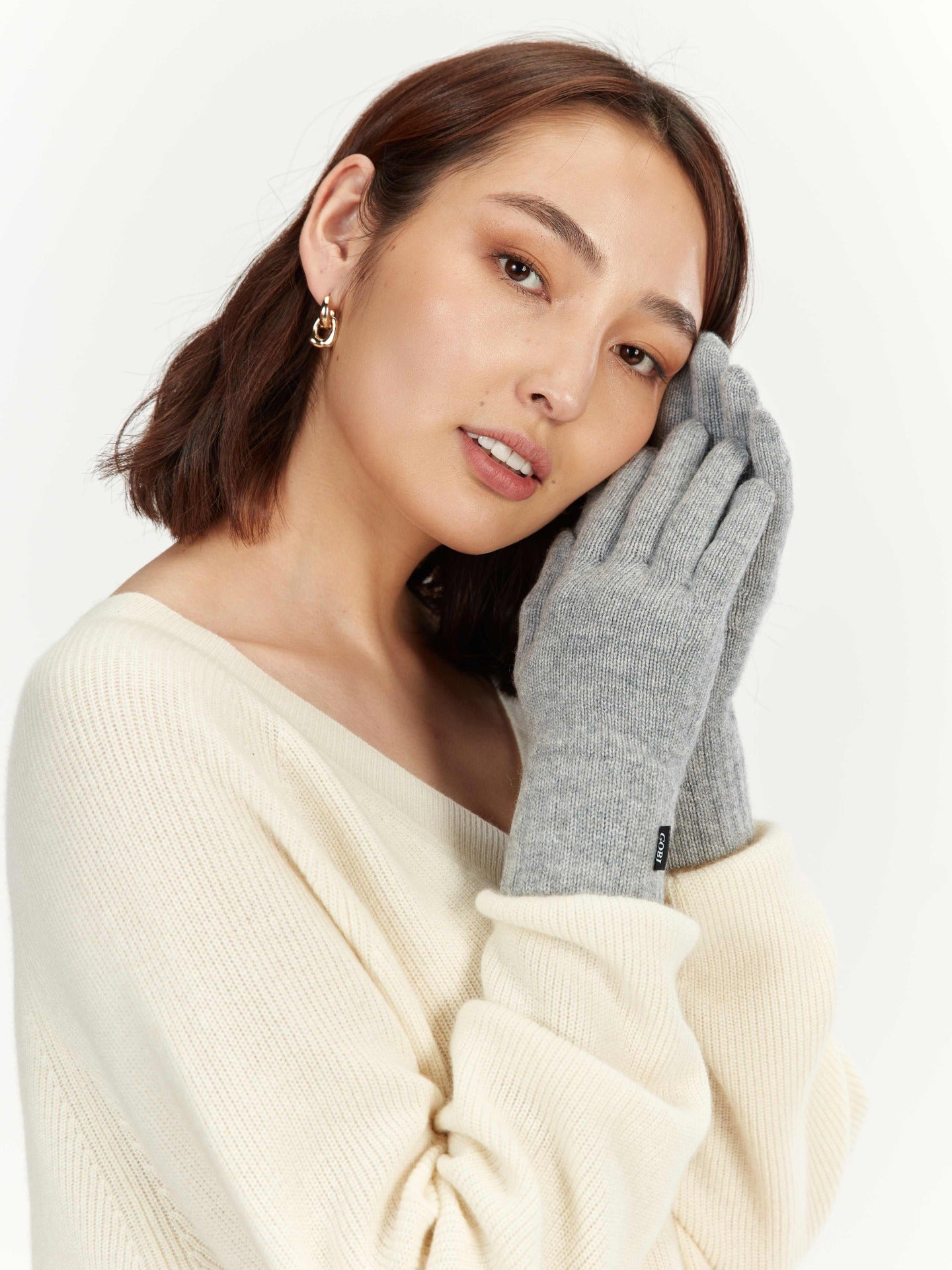Damen Kaschmir Handschuhe Hellgrau - Gobi Cashmere
