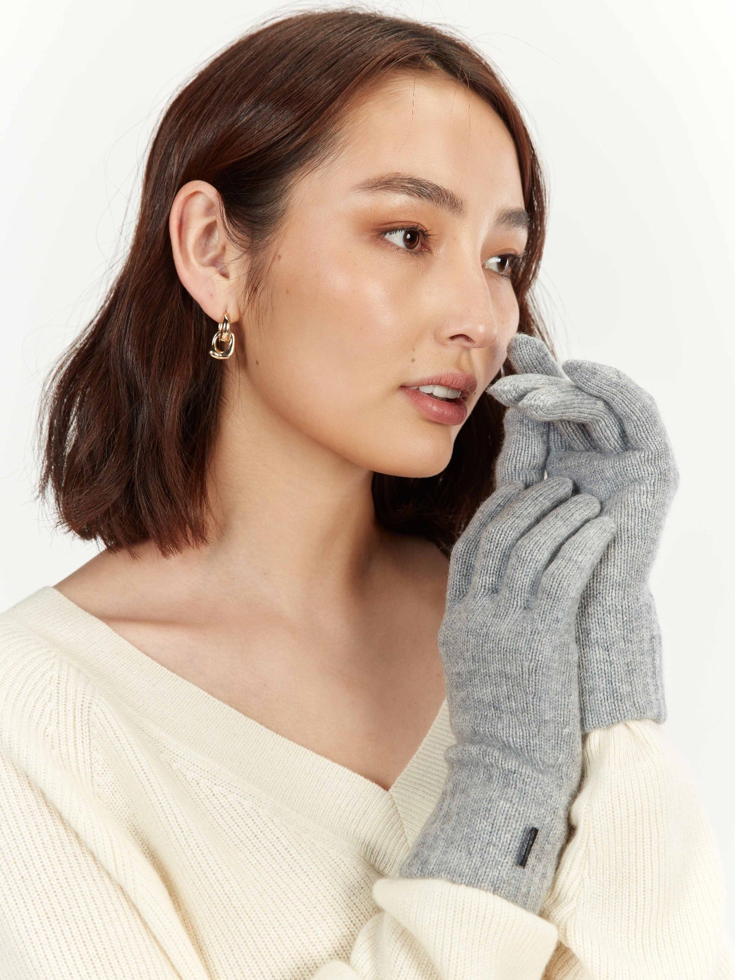 Damen Kaschmir Handschuhe Hellgrau - Gobi Cashmere