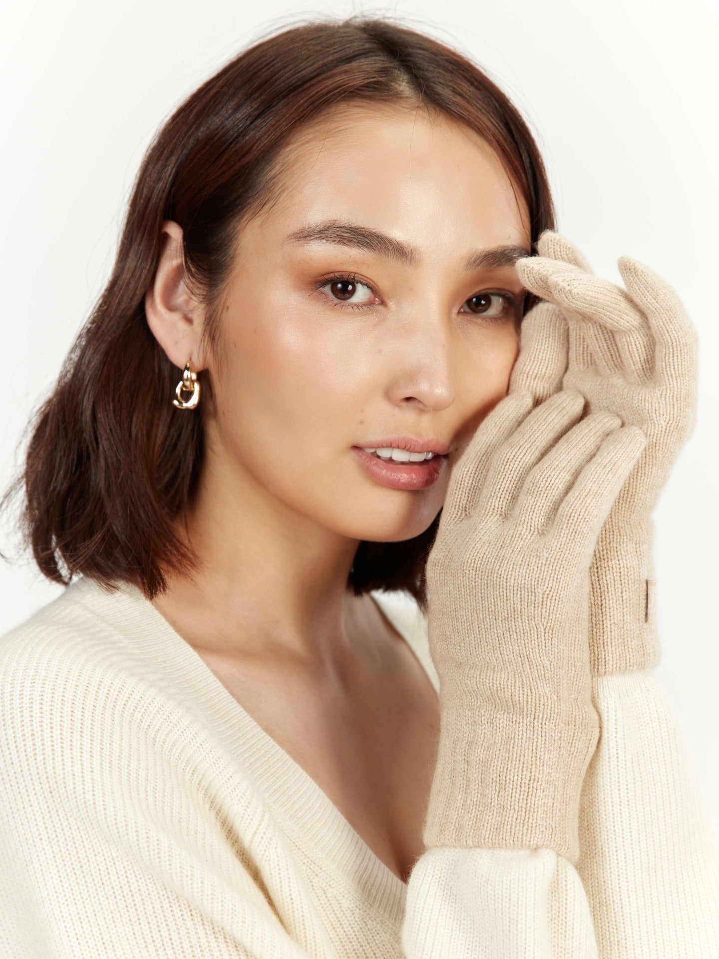 Damen Kaschmir Handschuhe Beige - Gobi Cashmere