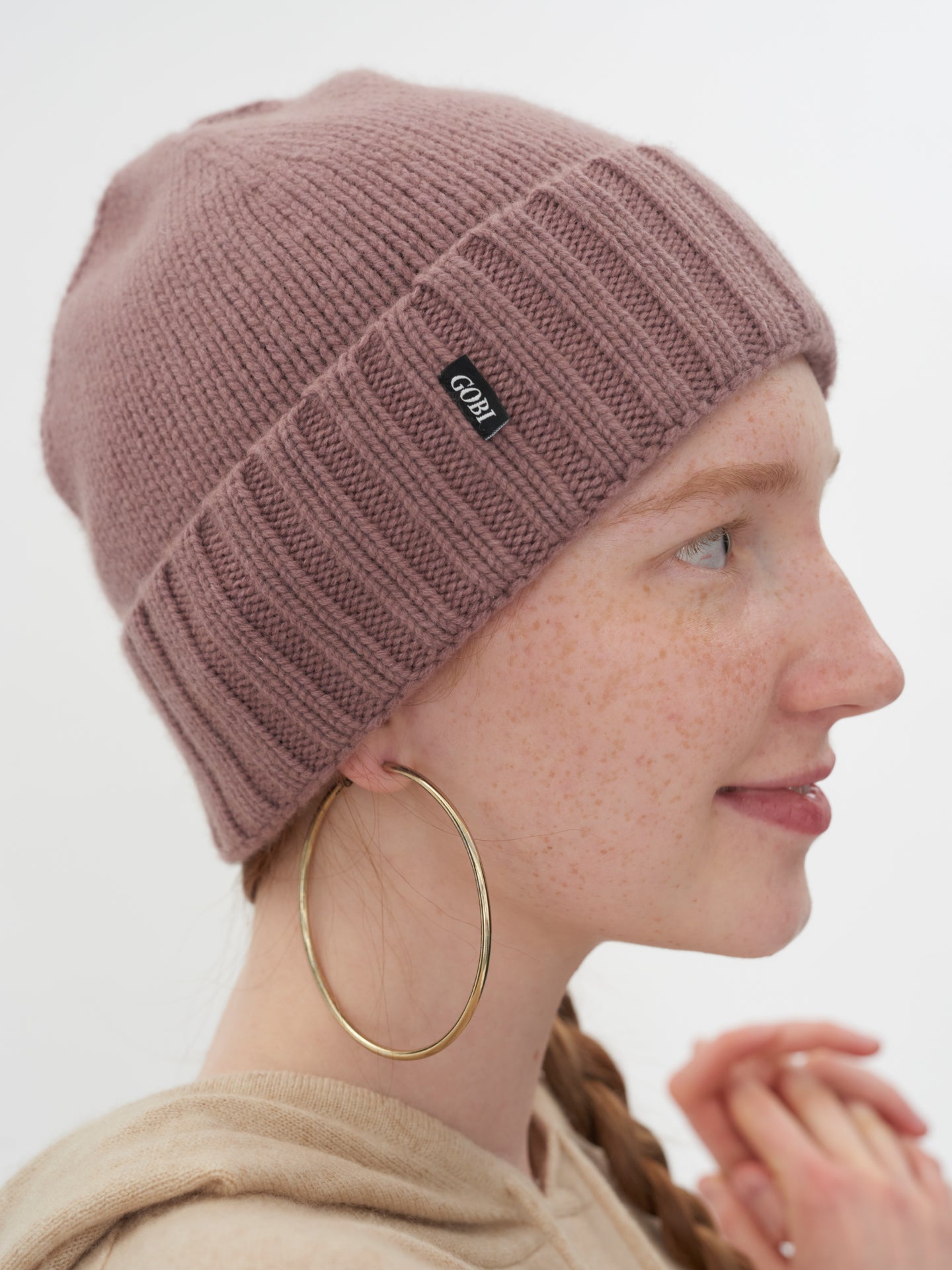 Unisex Kaschmir Rippenstrick-Mütze Twilight Mauve - Gobi Cashmere