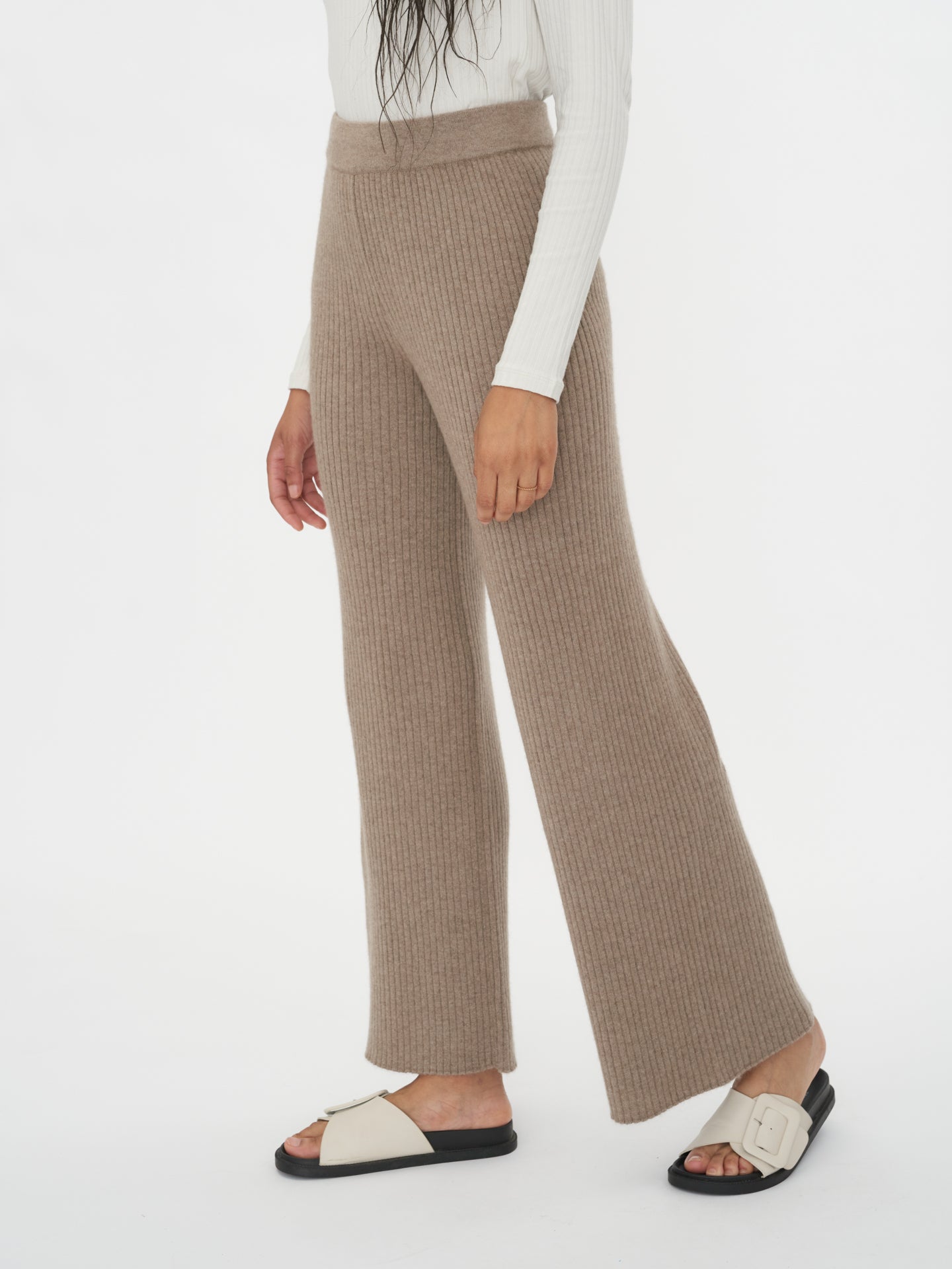 Damen Kaschmir Lässige Hose Taupe - Gobi Cashmere