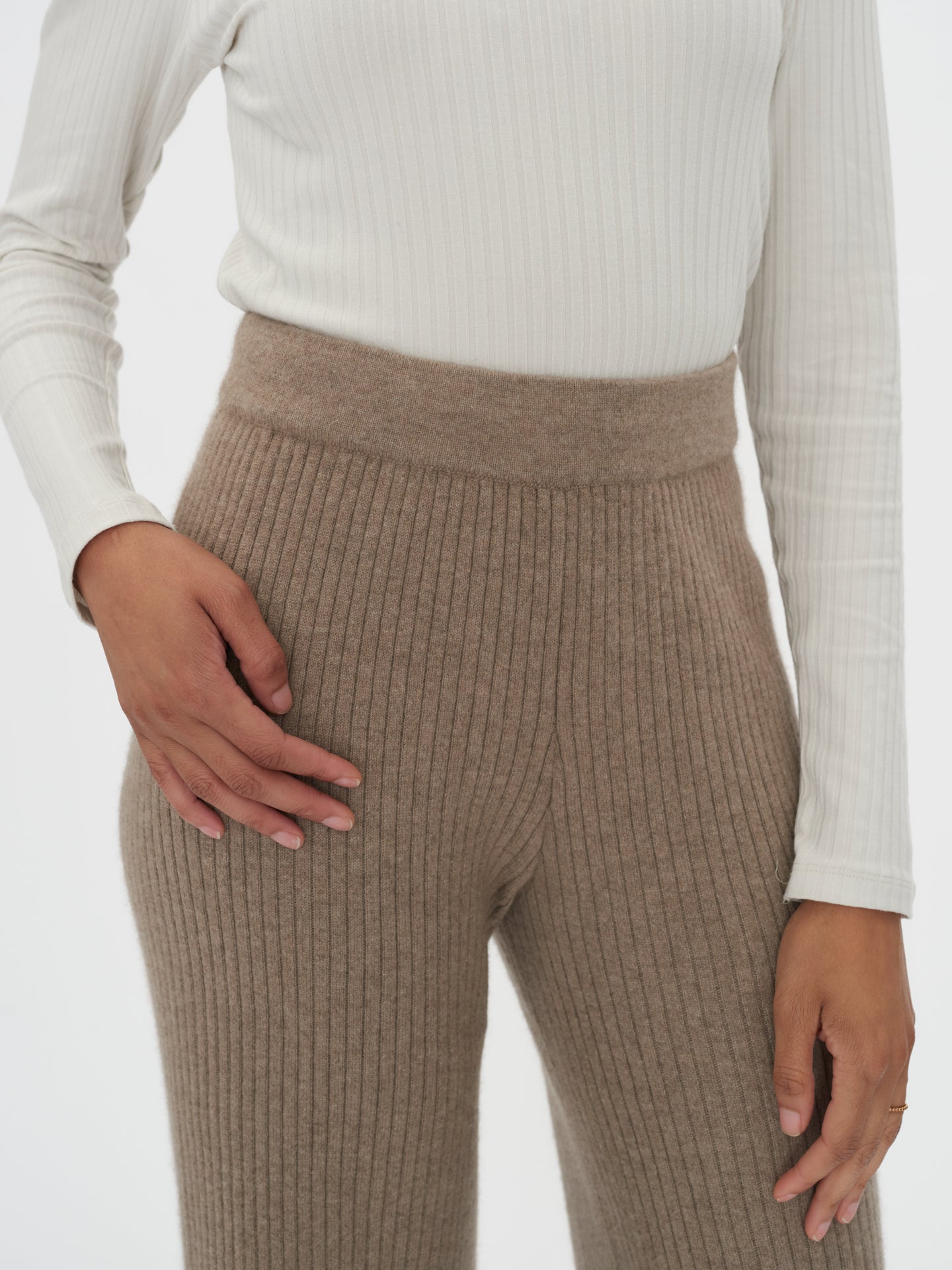 Damen Kaschmir Lässige Hose Taupe - Gobi Cashmere