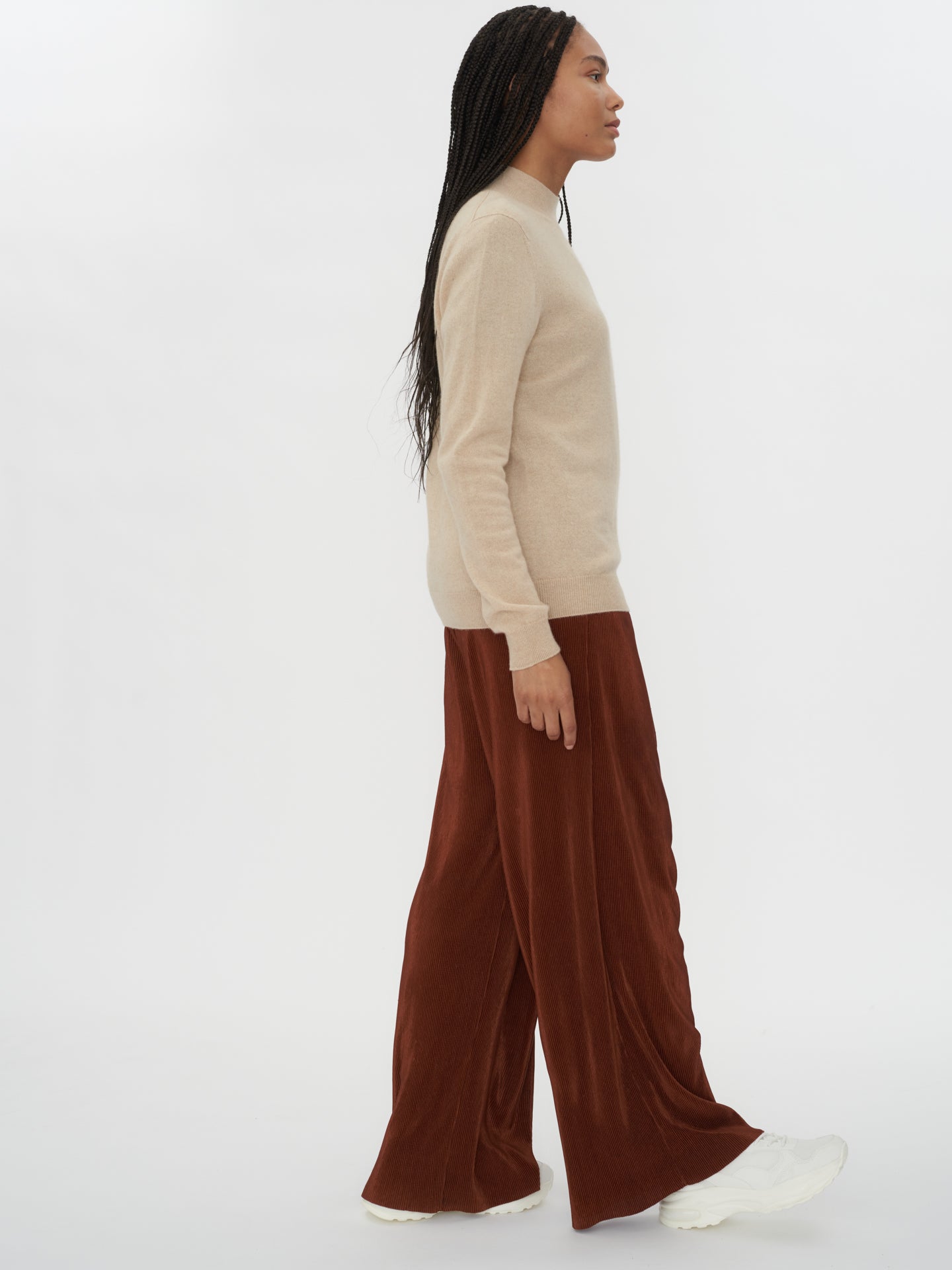 Damen Kaschmir Stehkragenpullover Beige - Gobi Cashmere