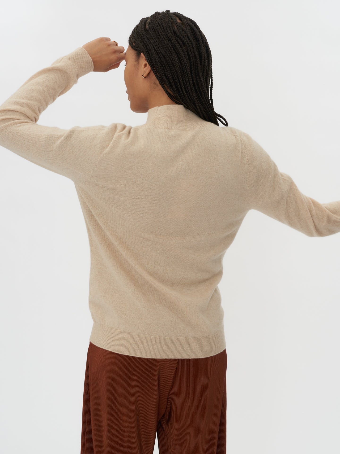 Damen Kaschmir Stehkragenpullover Beige - Gobi Cashmere