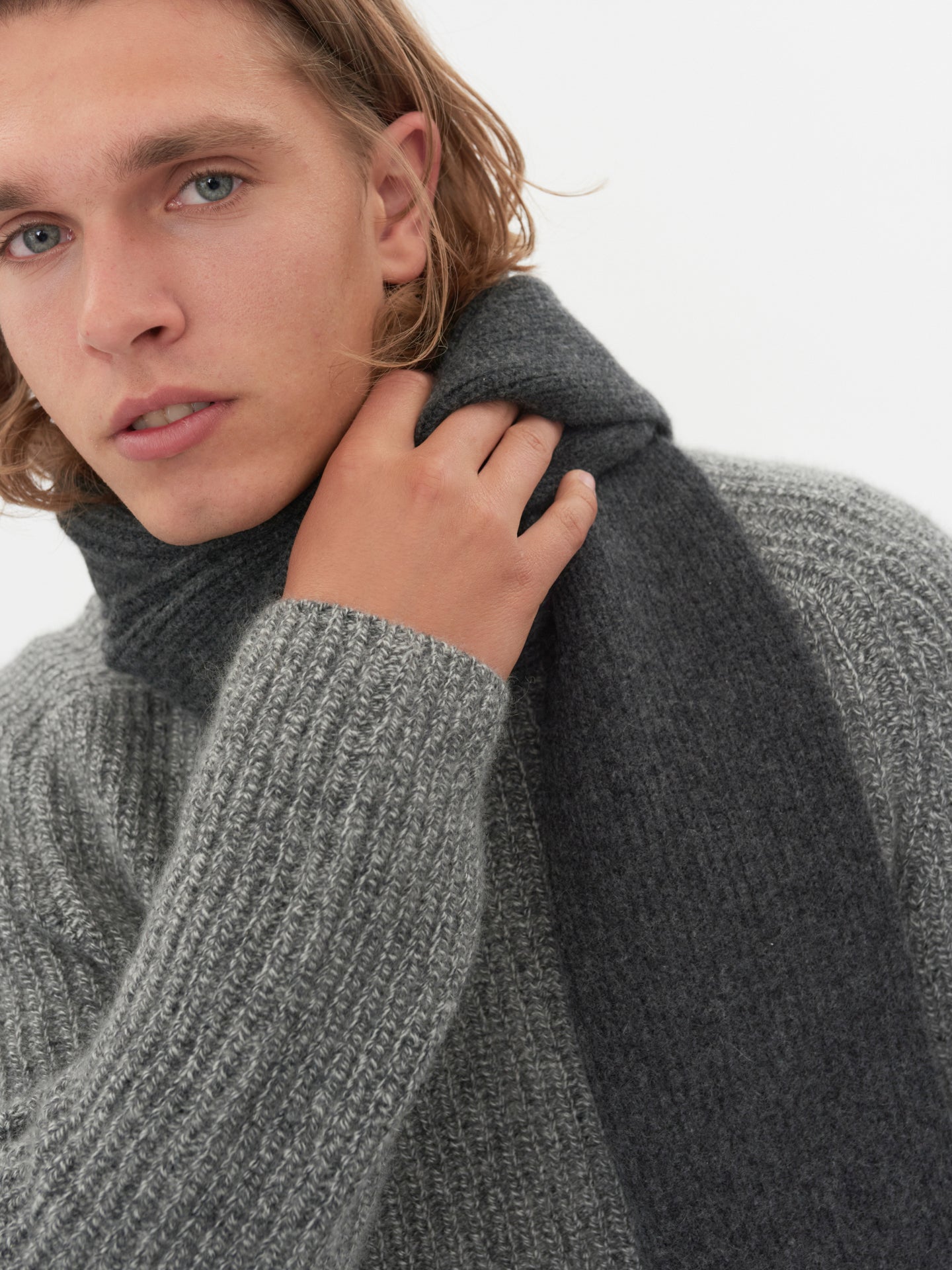 Unisex Schal Mit Patentmuster Aus Kaschmir Holzkohle - Gobi Cashmere