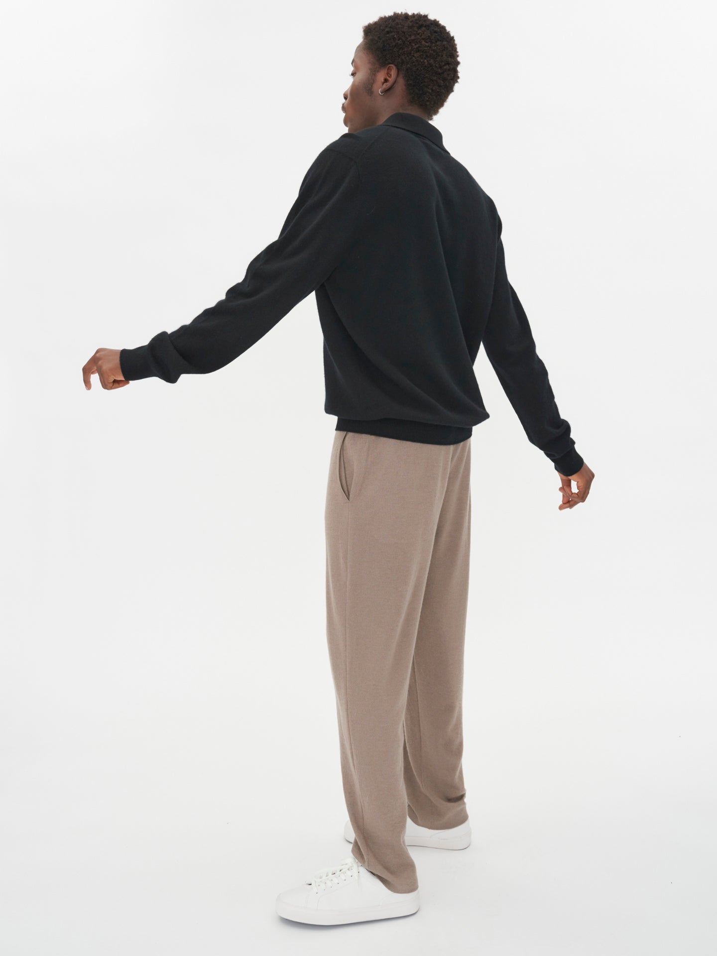 Herren Kaschmir Polokragen Pullover Schwarz - Gobi Cashmere