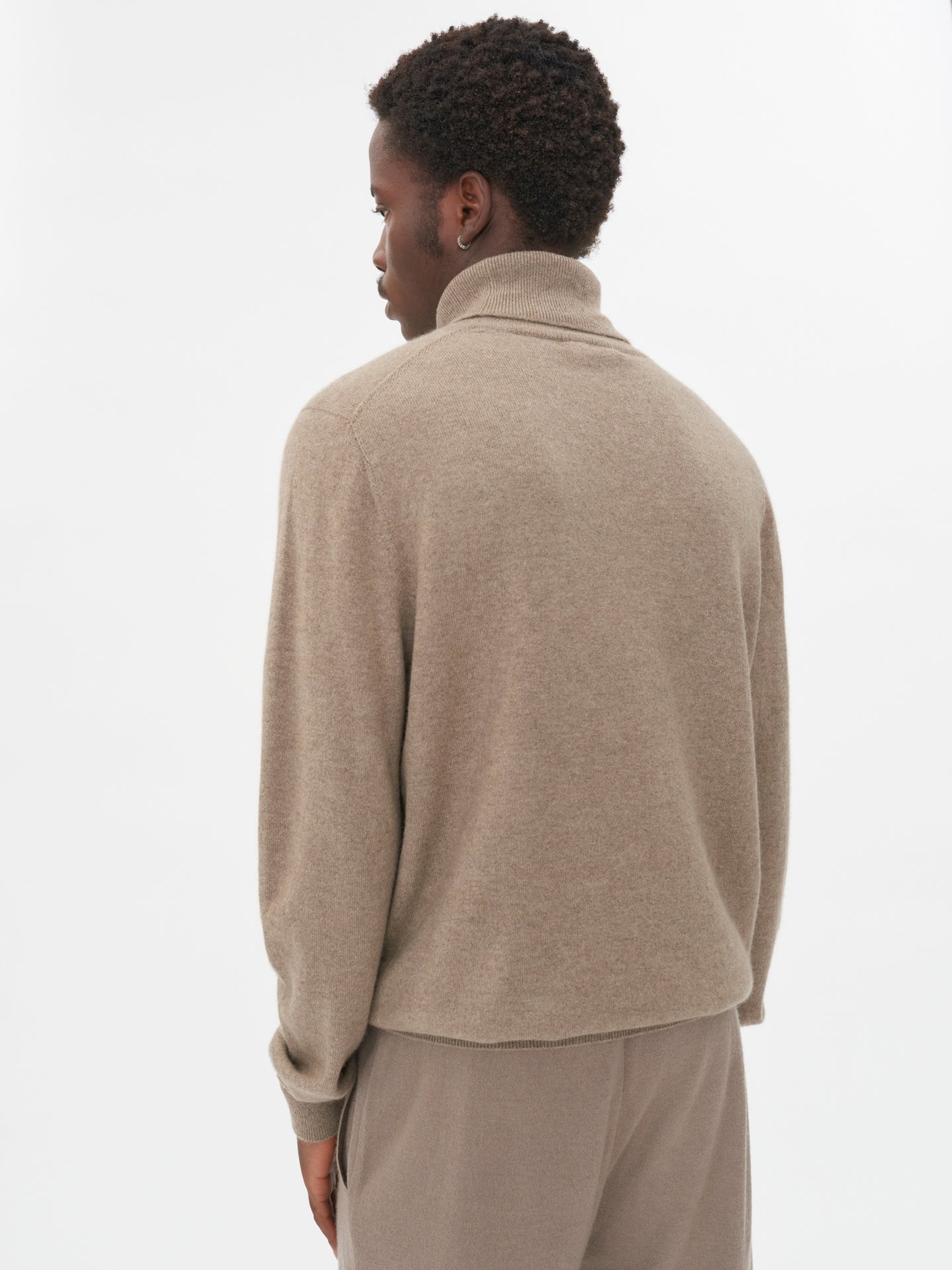 Herren Kaschmir Basic Rollkragenpullover Taupe - Gobi Cashmere