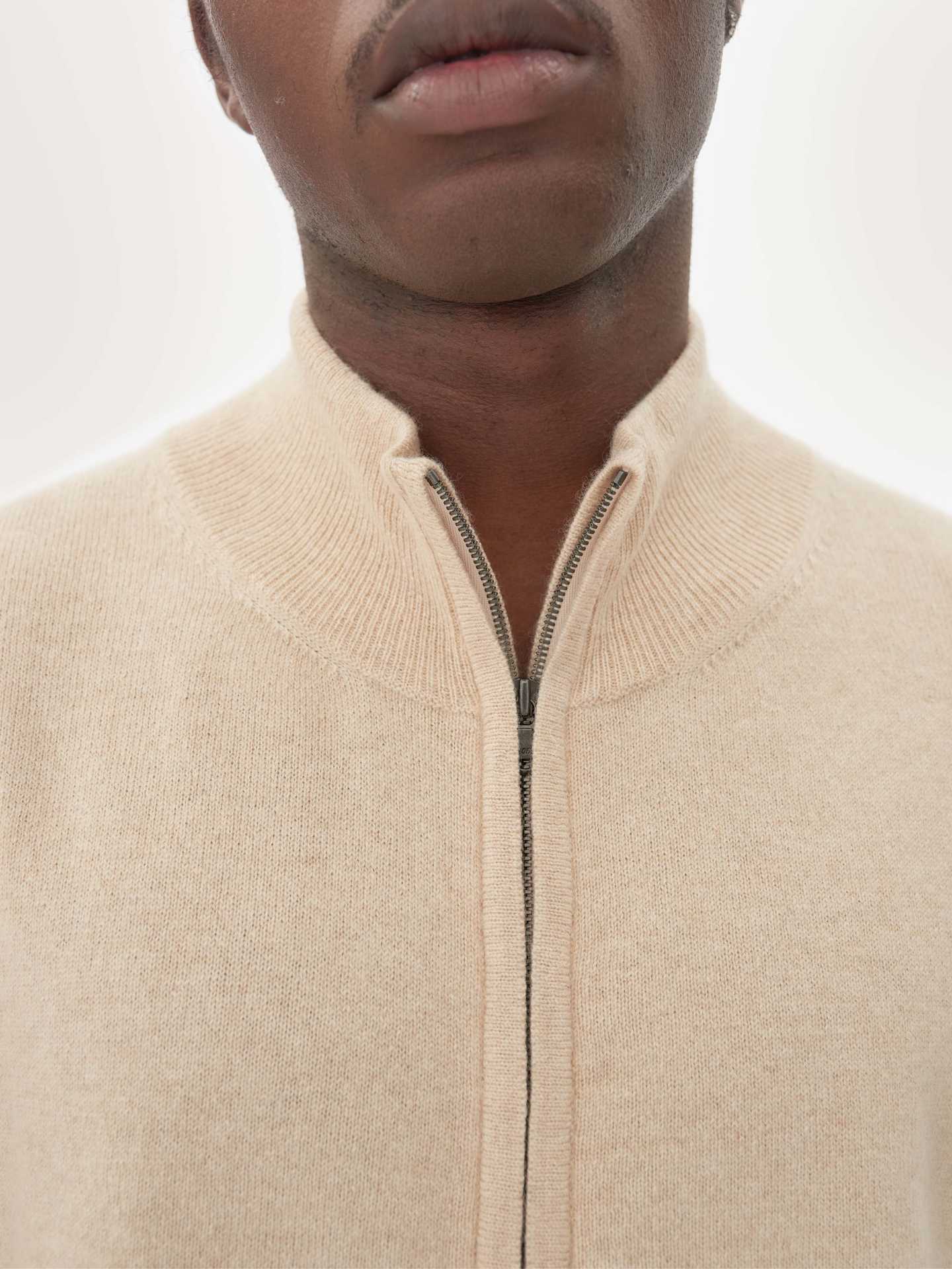 Herren Kaschmir Strickjacke Mit Reißverschluss Taupe - Gobi Cashmere