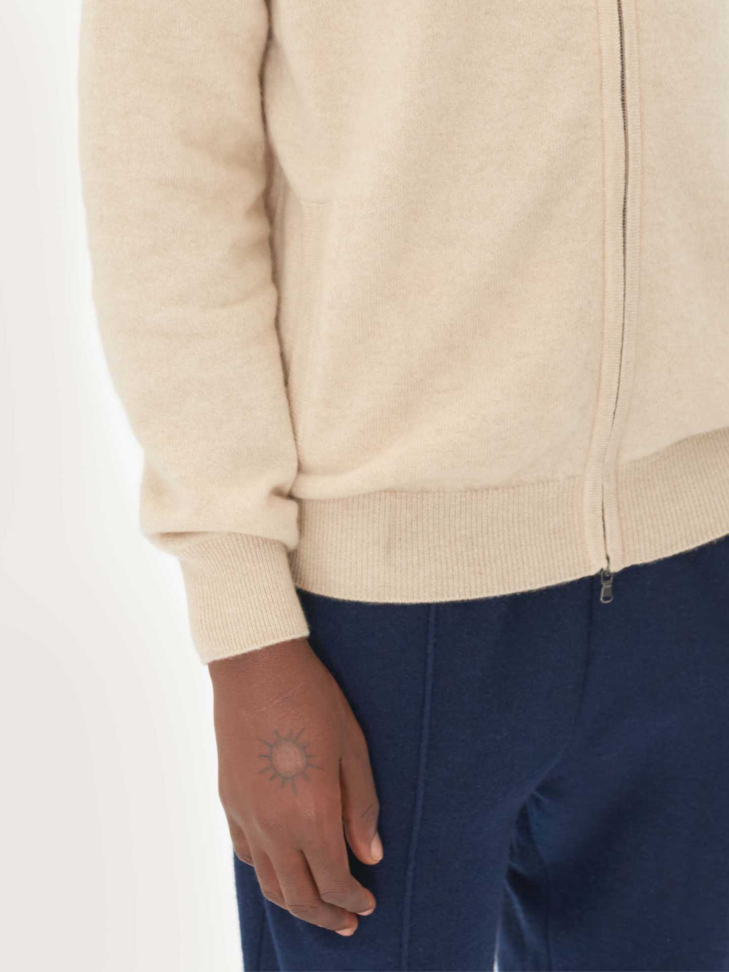 Herren Kaschmir Strickjacke Mit Reißverschluss Taupe - Gobi Cashmere