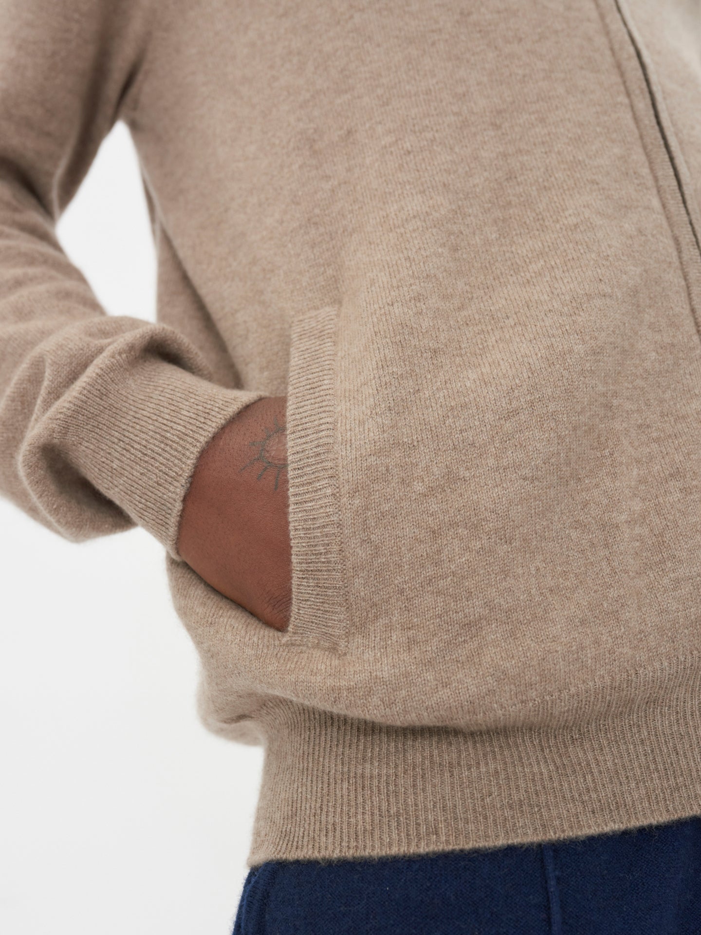 Herren Kaschmir Strickjacke Mit Reißverschluss Taupe - Gobi Cashmere