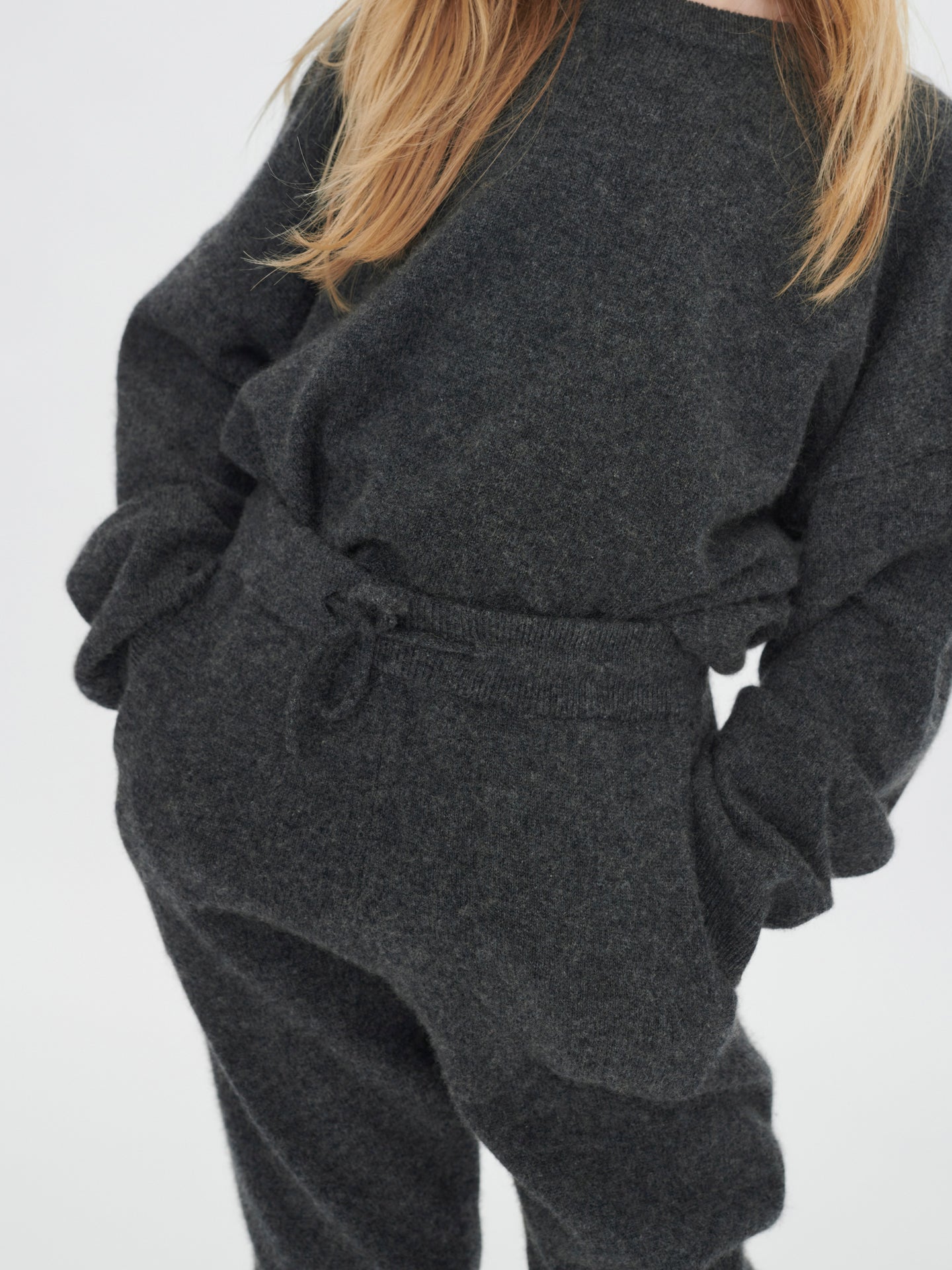 Unisex Kaschmir Jogger Für Kinder Gray Pinstripe - Gobi Cashmere