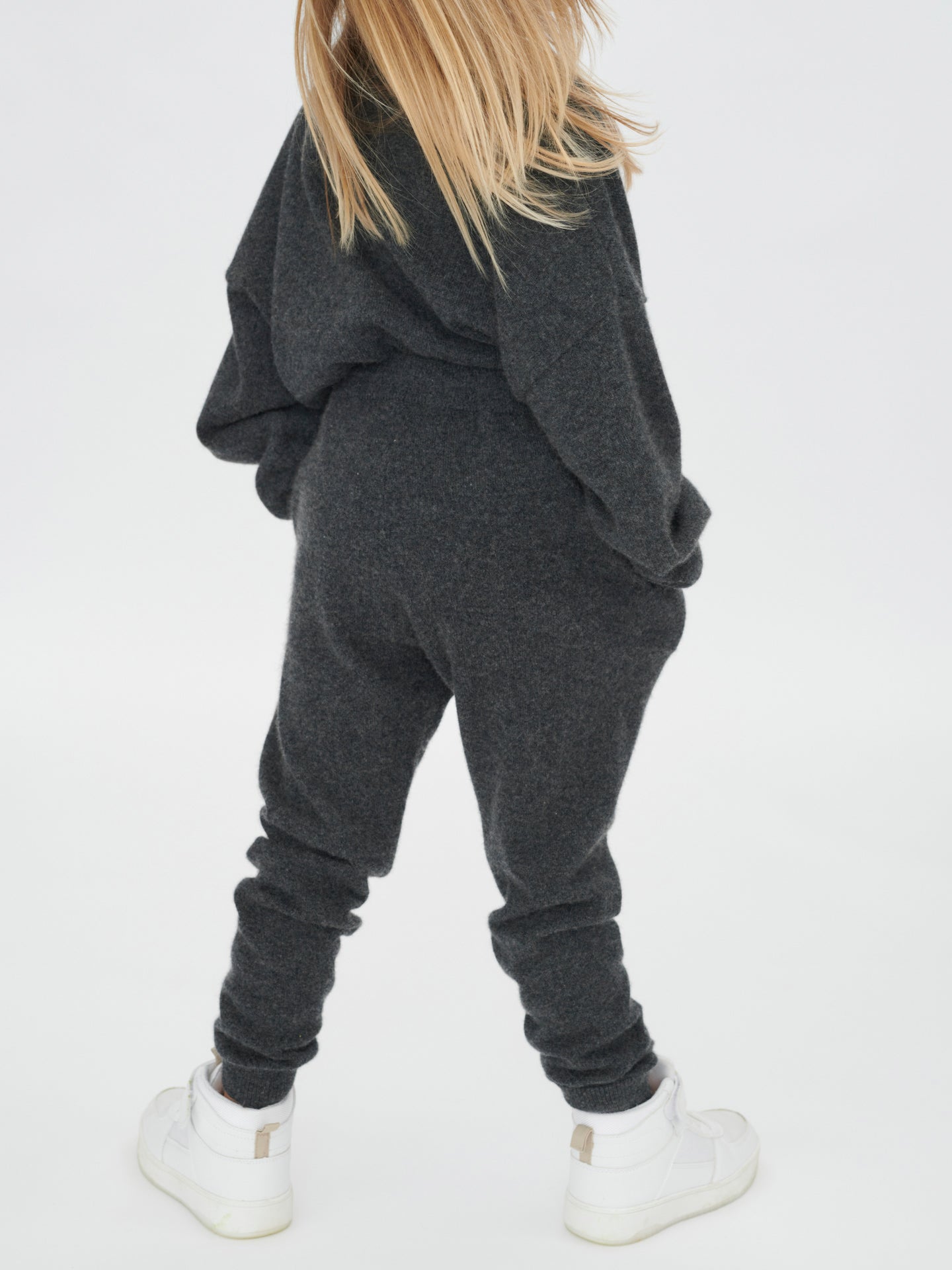 Unisex Kaschmir Jogger Für Kinder Gray Pinstripe - Gobi Cashmere