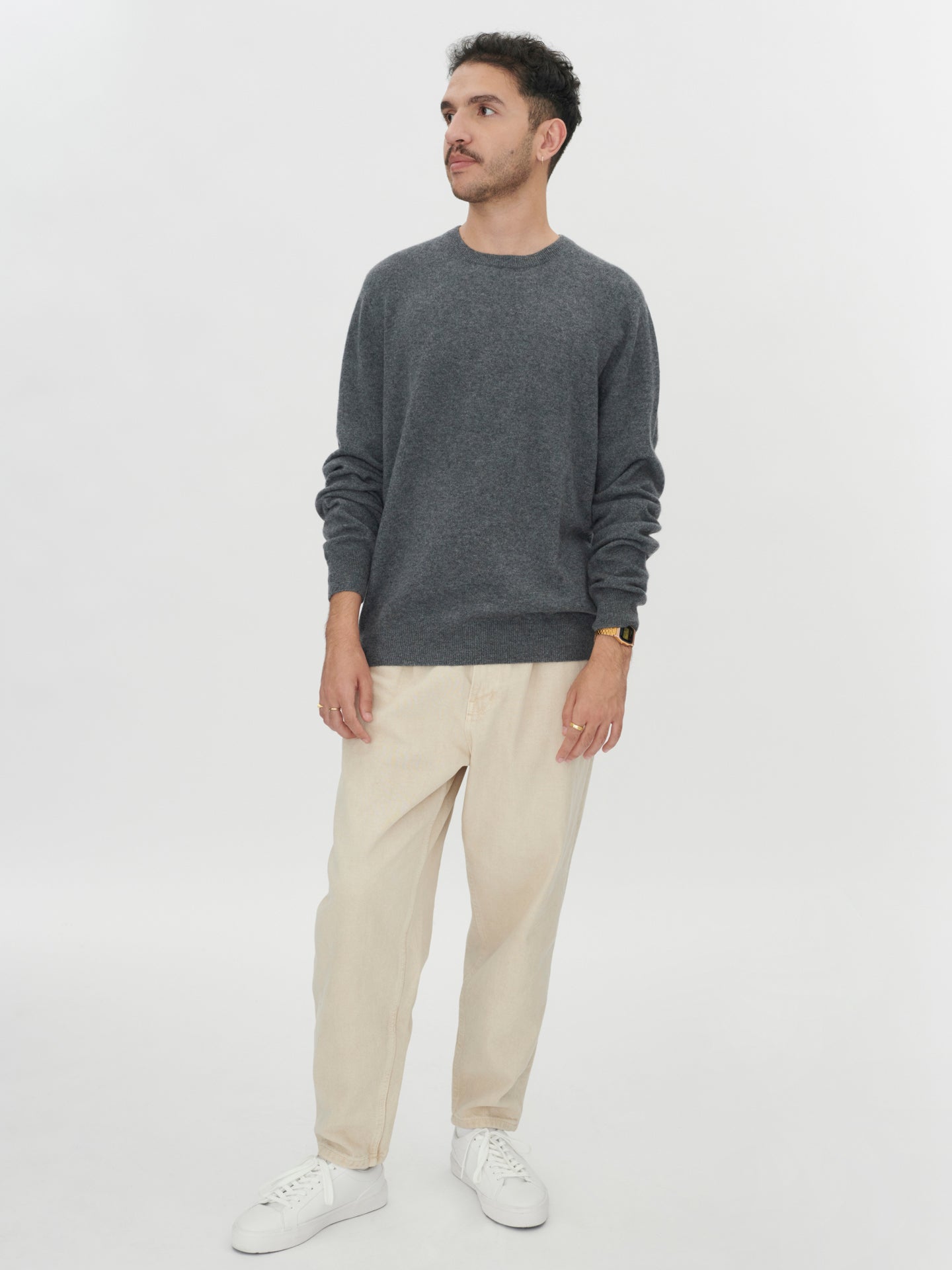 Herren Kaschmir Basic R-Ausschnitt Pullover Plum Kitten - Gobi Cashmere