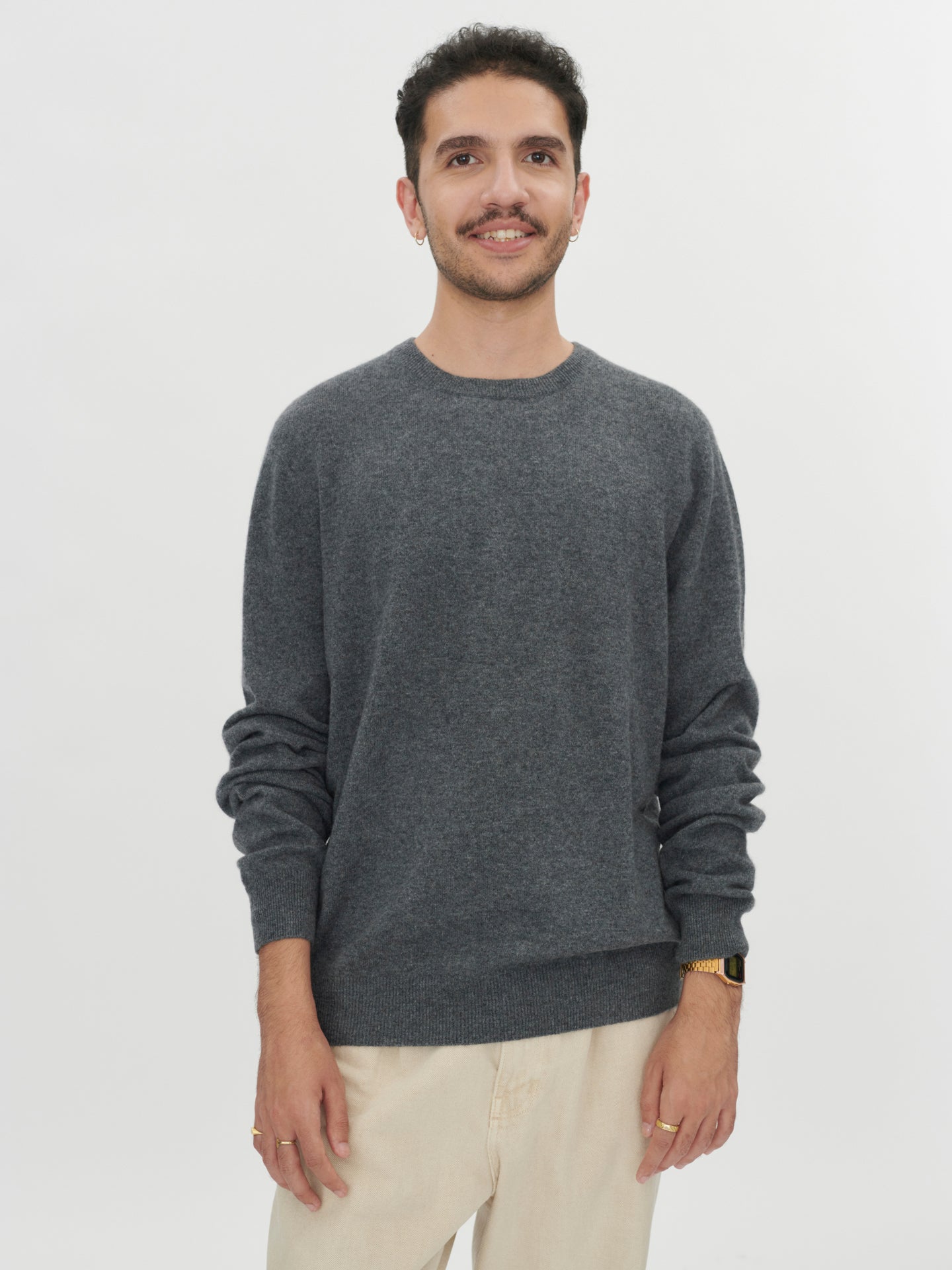 Herren Kaschmir Basic R-Ausschnitt Pullover Plum Kitten - Gobi Cashmere