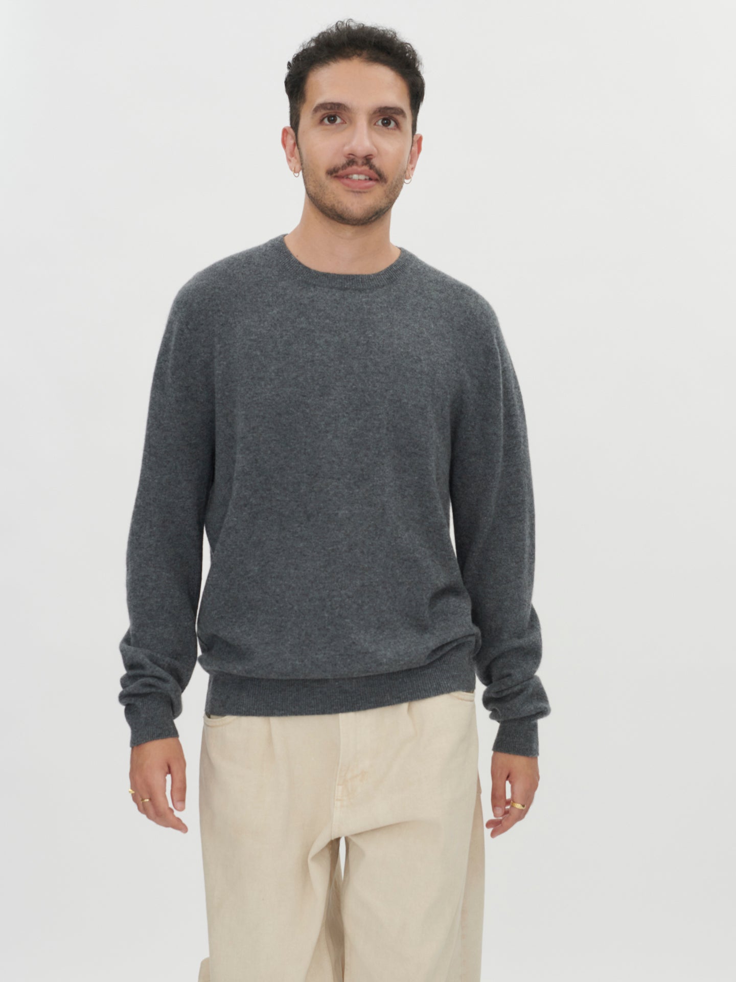 Herren Kaschmir Basic R-Ausschnitt Pullover Plum Kitten - Gobi Cashmere