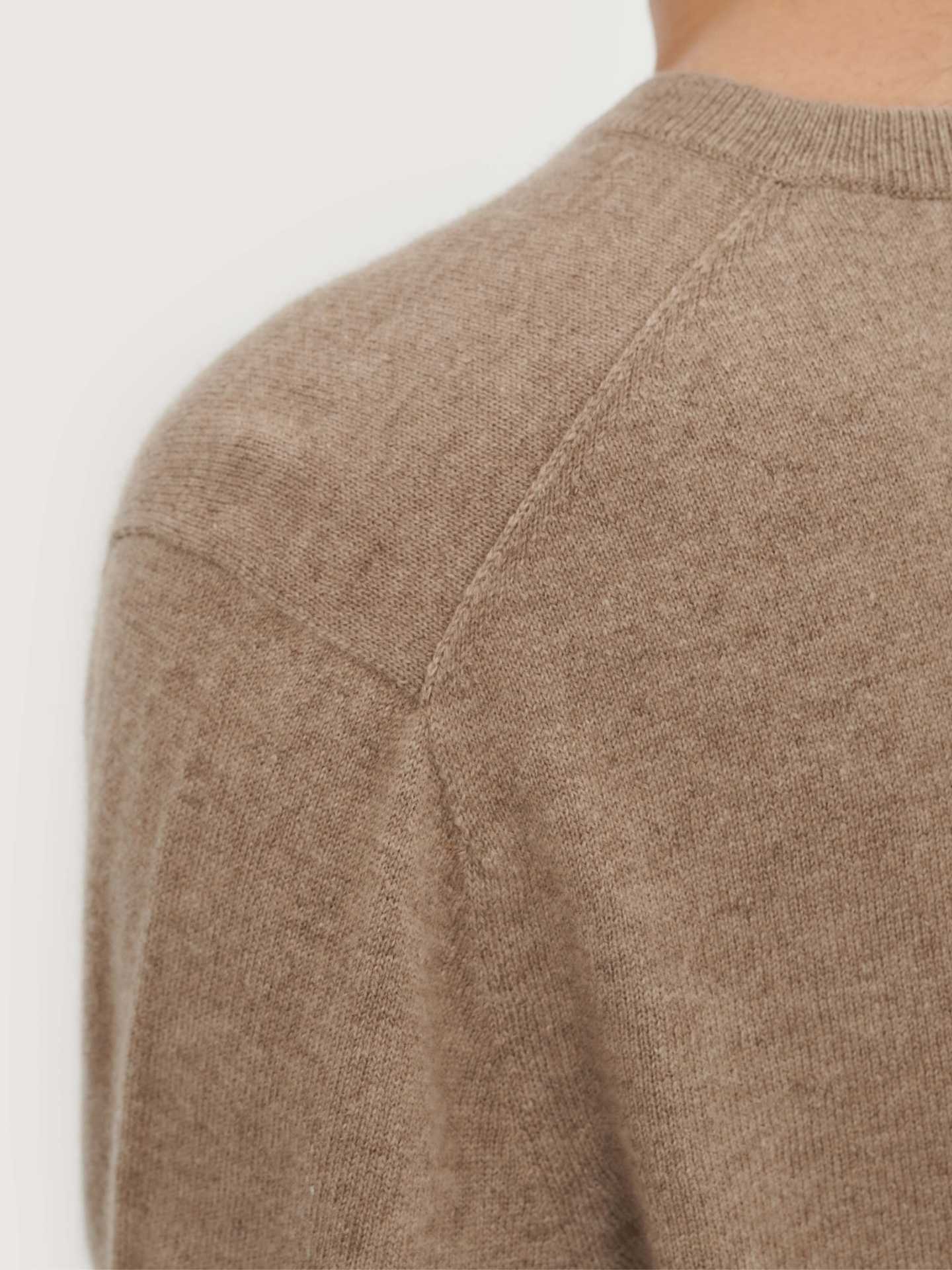 Herren Kaschmir Basic V-Ausschnitt Pullover Taupe - Gobi Cashmere