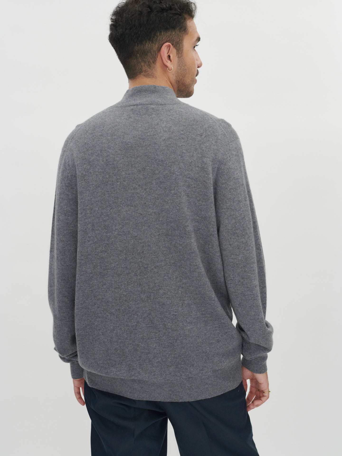 Herren Kaschmir Stehkragenpullover Dunkelgrau - Gobi Cashmere