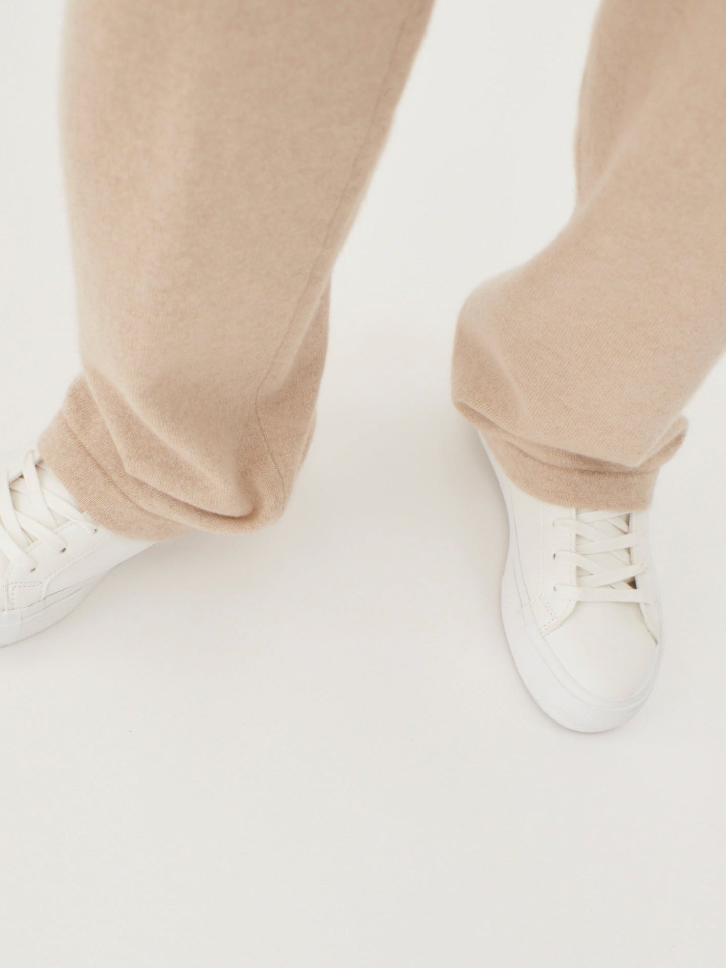 Damen Kaschmir Gerade Jogginghose Beige - Gobi Cashmere