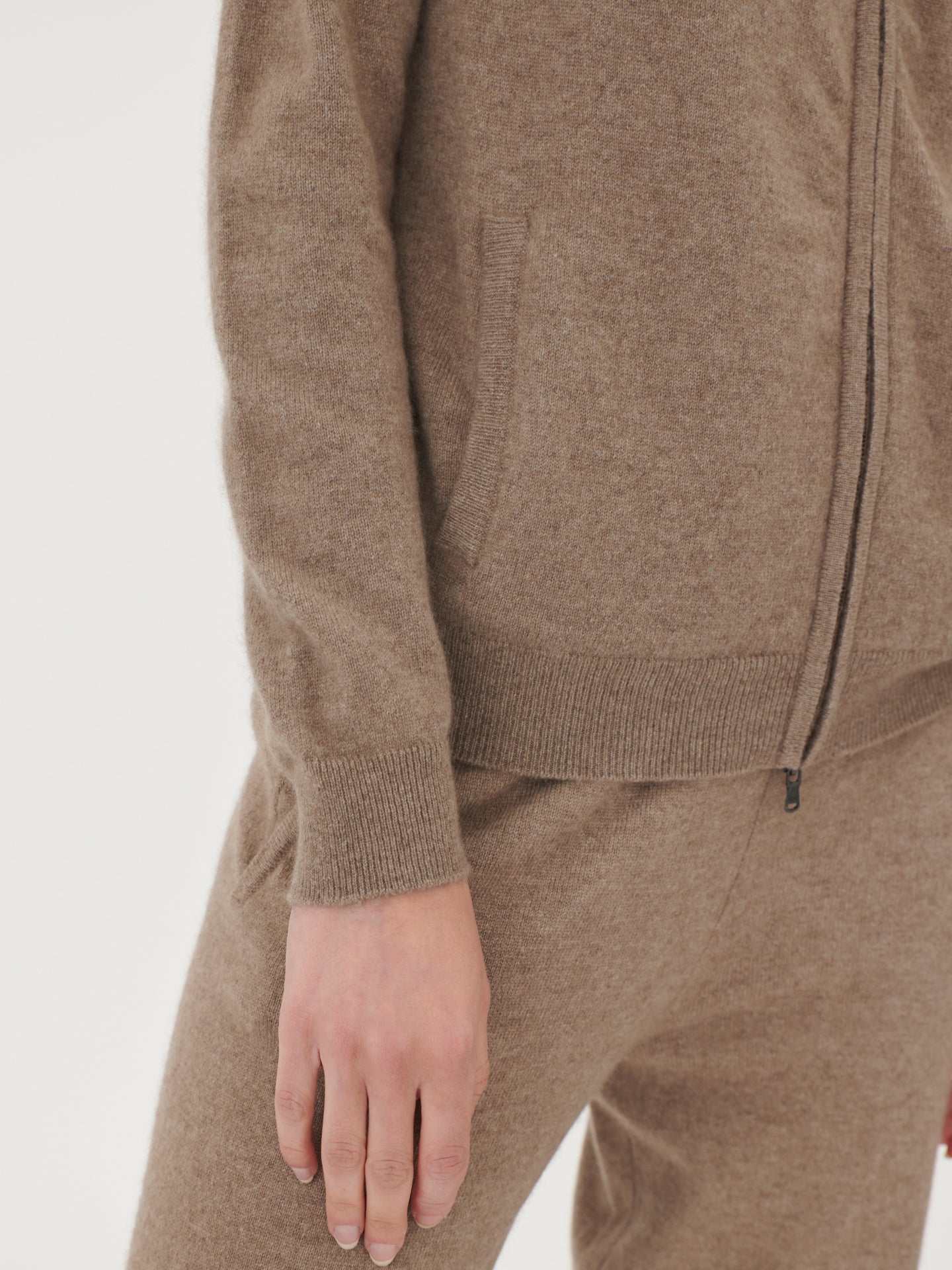 Damen Kaschmir Strickjacke Mit Reißverschluss Taupe - Gobi Cashmere