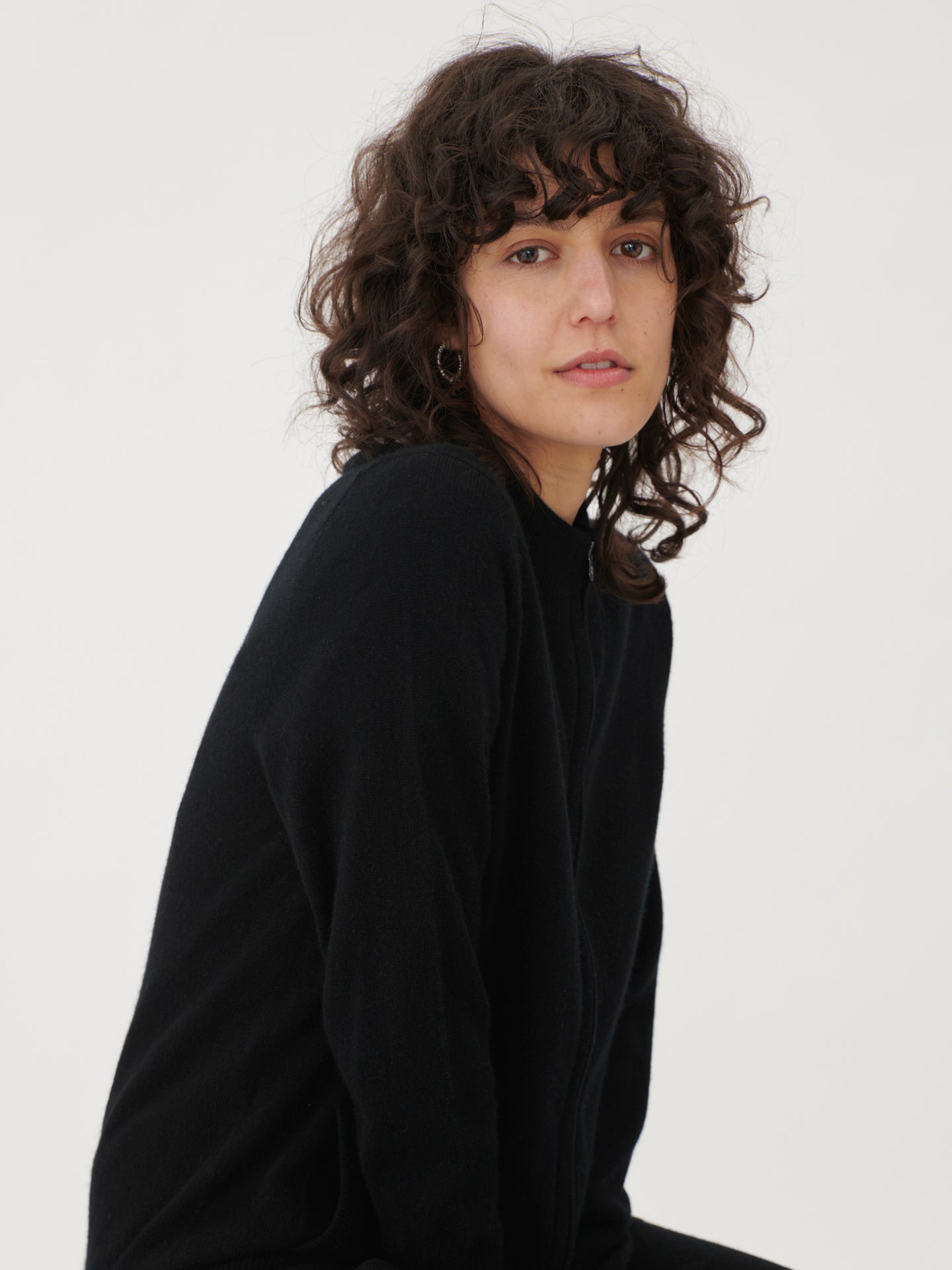 Damen Kaschmir Strickjacke Mit Reißverschluss Schwarz - Gobi Cashmere