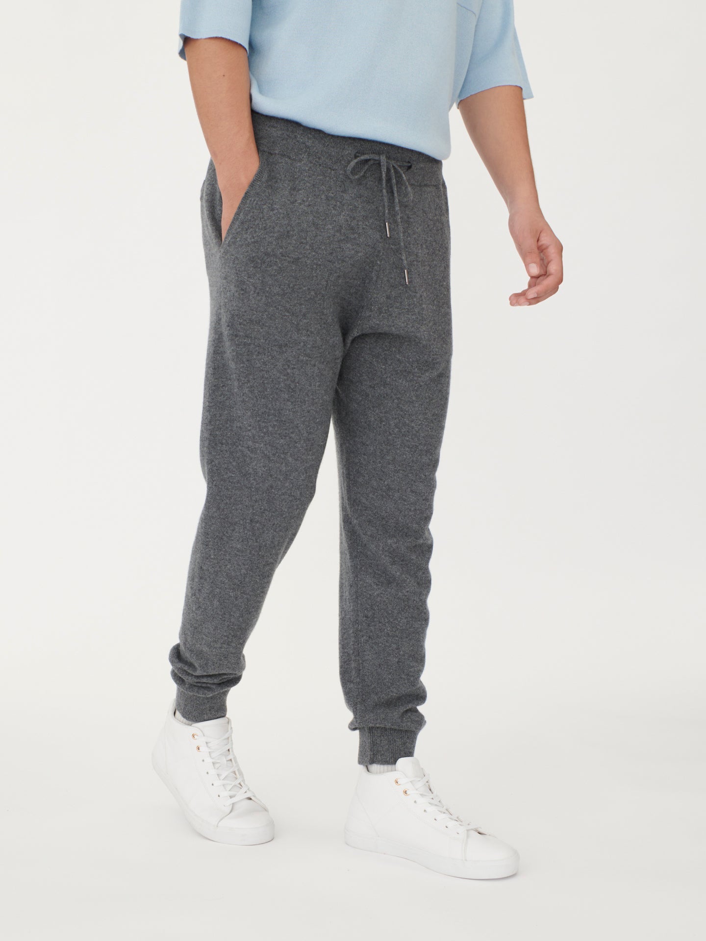 Herren Kaschmir Lockere Jogginghose Plum Kitten - Gobi Cashmere
