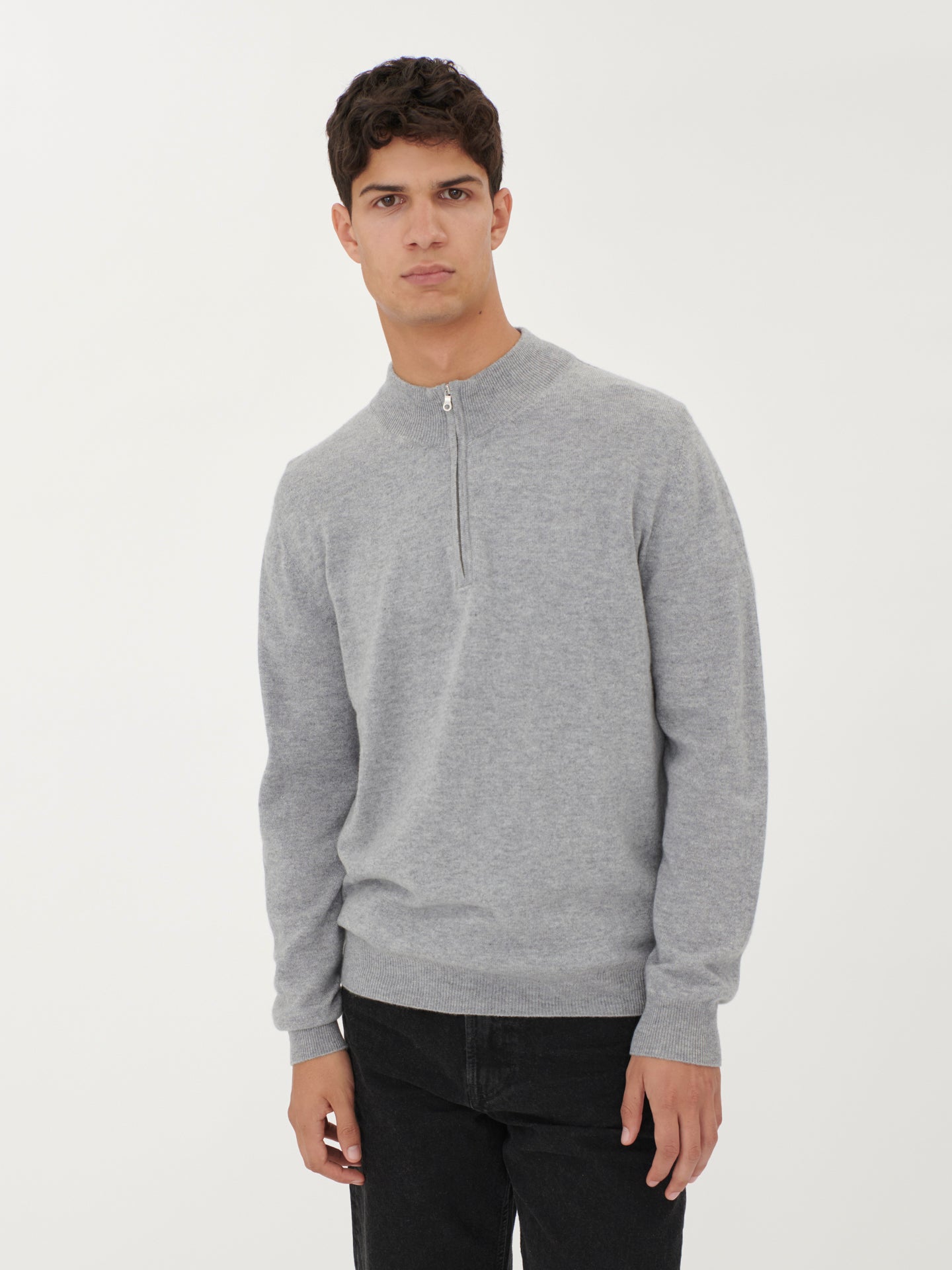 Herren Kaschmir Pullover Mit Halbreißverschluss Vaport Blue - Gobi Cashmere