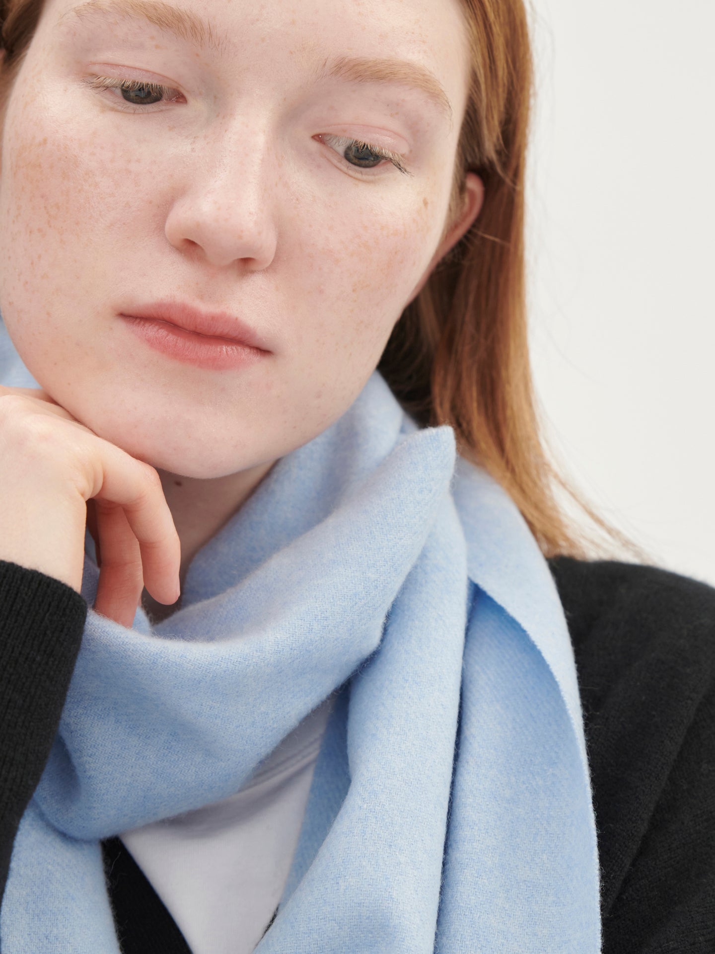 Unisex Kaschmir Schal Mit Fransen Hellblau - Gobi Cashmere