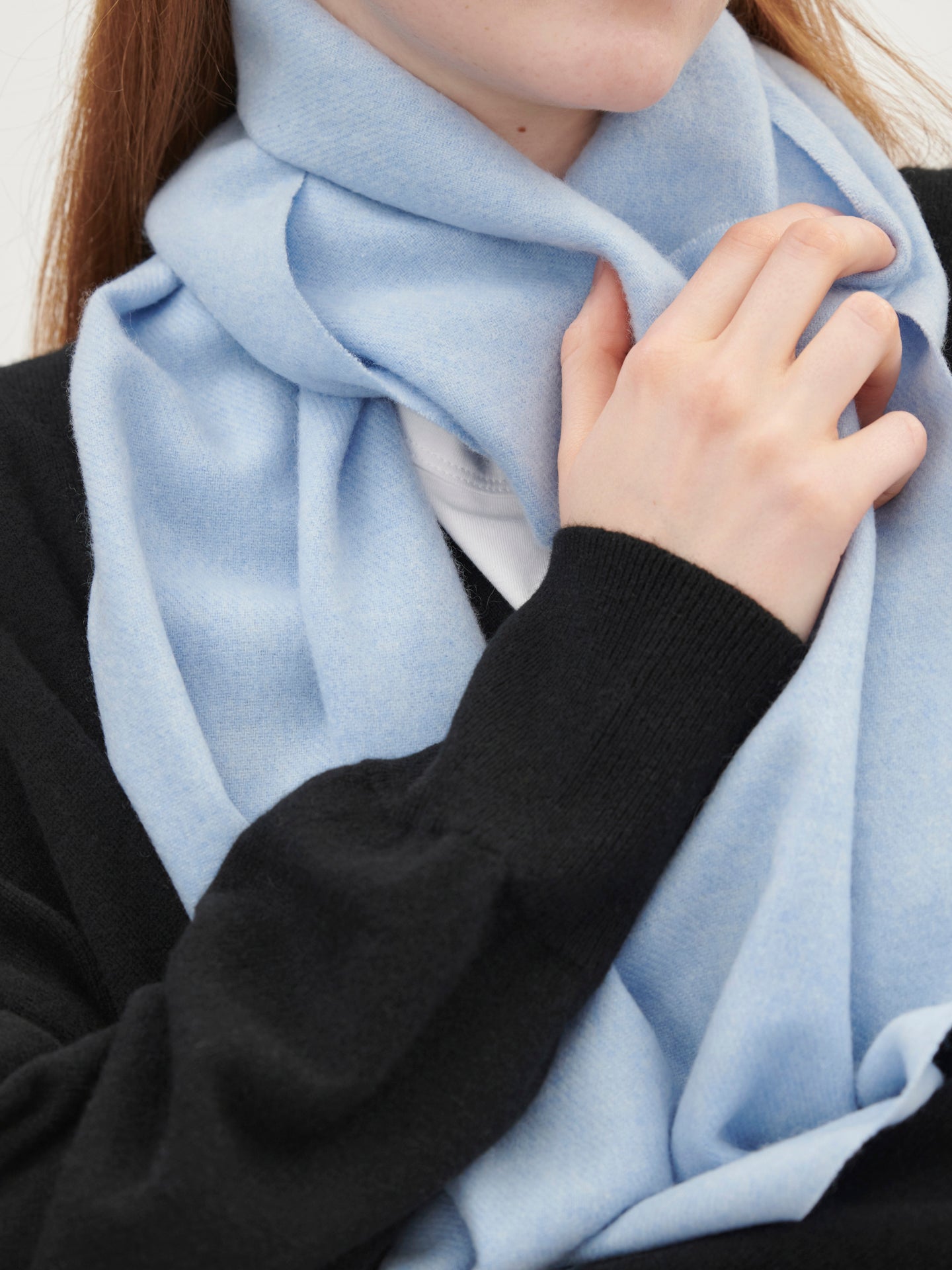 Unisex Kaschmir Schal Mit Fransen Hellblau - Gobi Cashmere