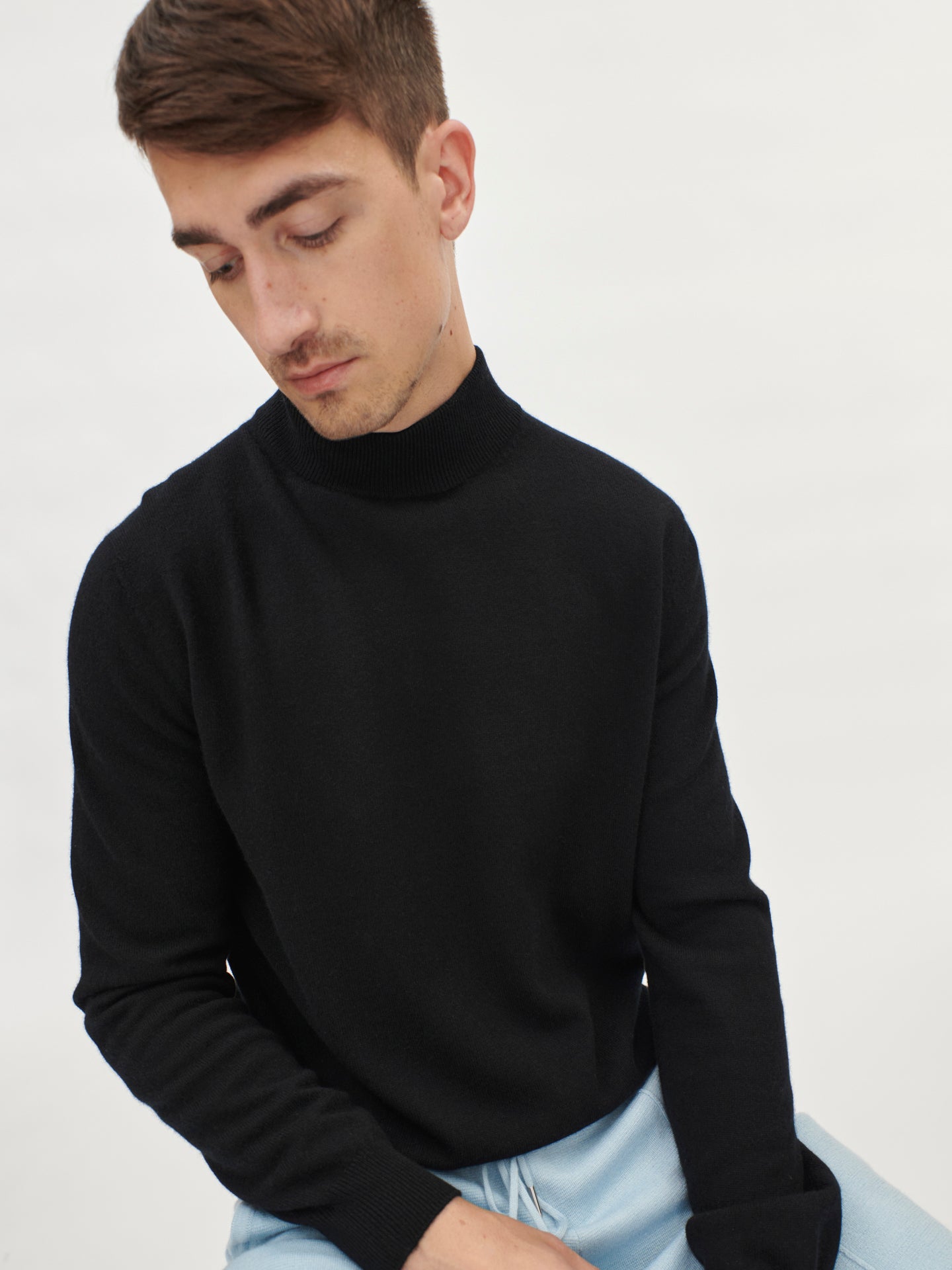 Herren Kaschmir Stehkragenpullover Schwarz - Gobi Cashmere