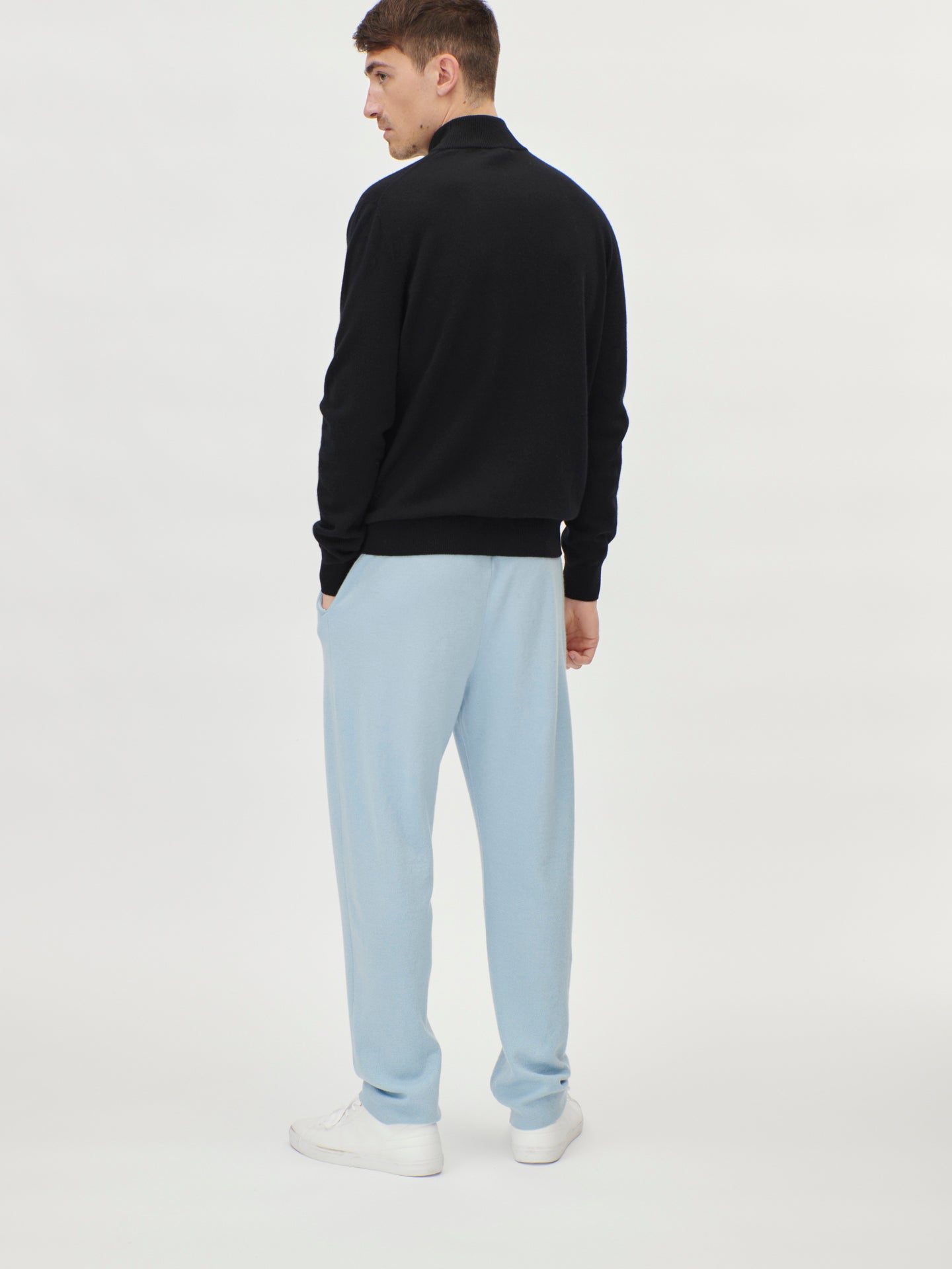 Herren Kaschmir Stehkragenpullover Schwarz - Gobi Cashmere