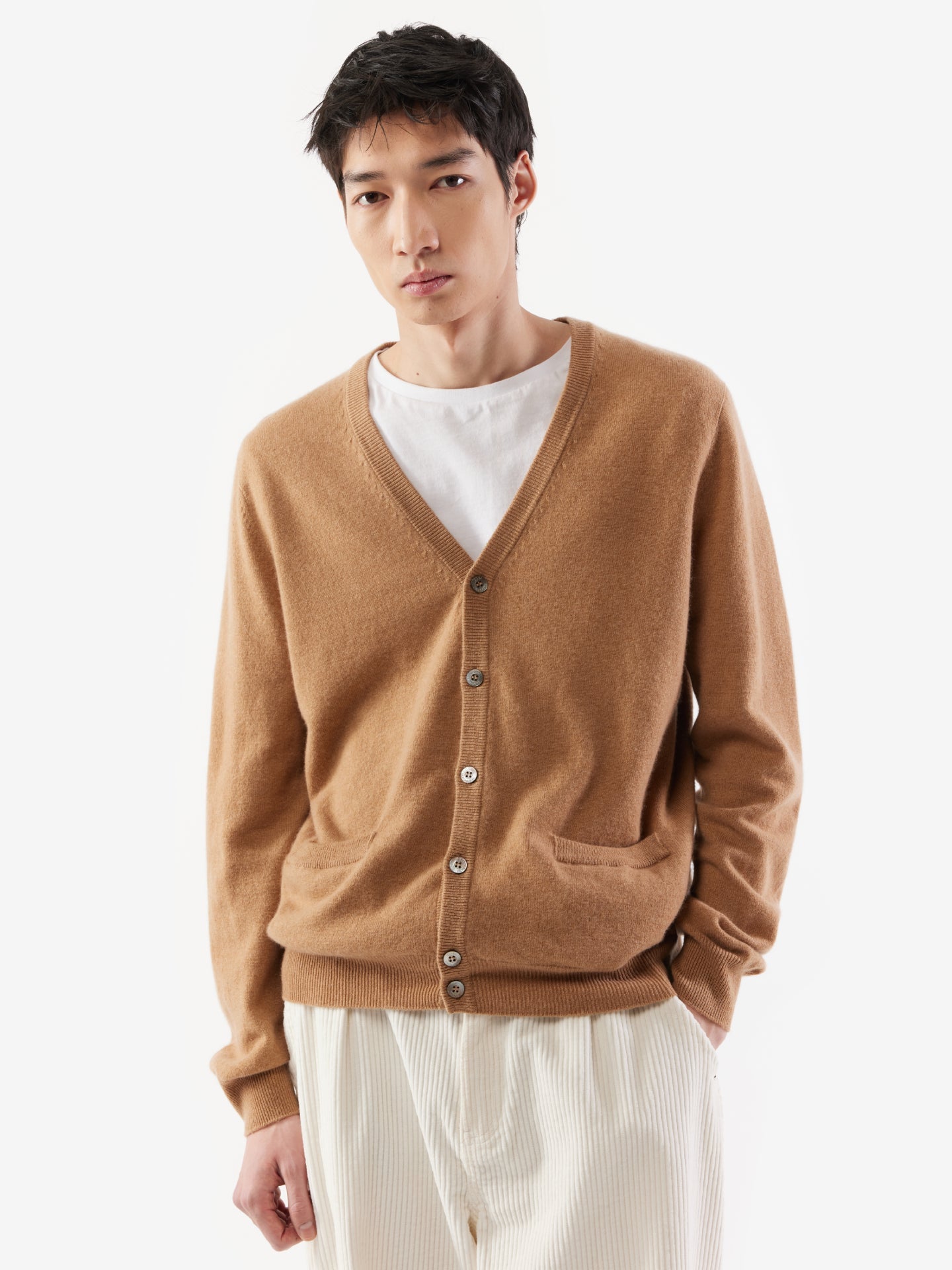 Herren Kachmir V-Ausschnitt Strickjacke Mit Knöpfen schaffell - Gobi Cashmere