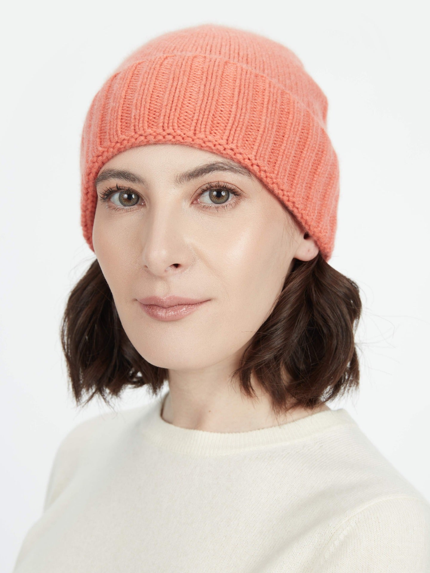 Unisex Kaschmir Rippenstrick-Mütze camellia - Gobi Cashmere