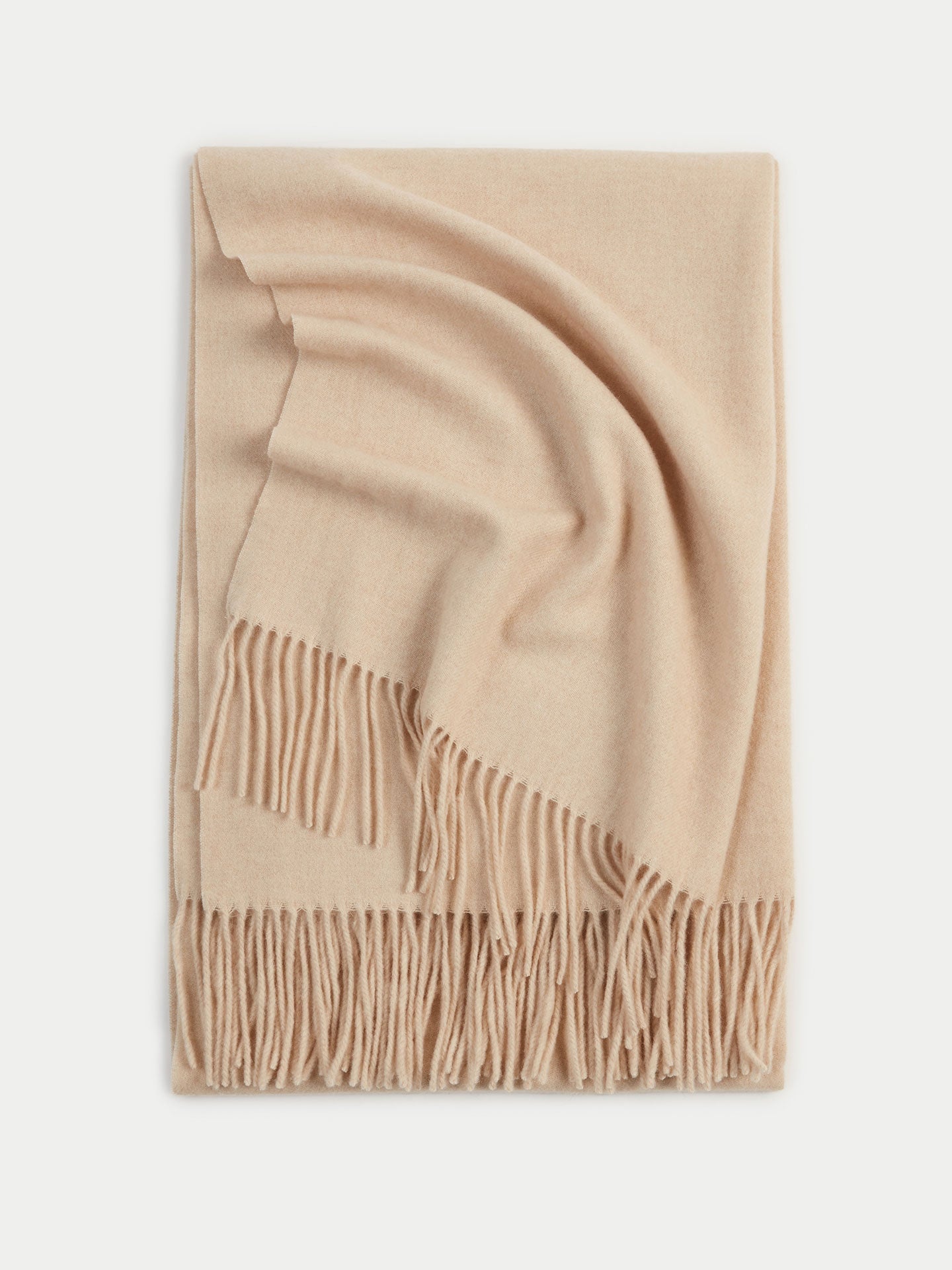 Damen Kaschmir Übergroßer Gewebter Schal Beige - Gobi Cashmere