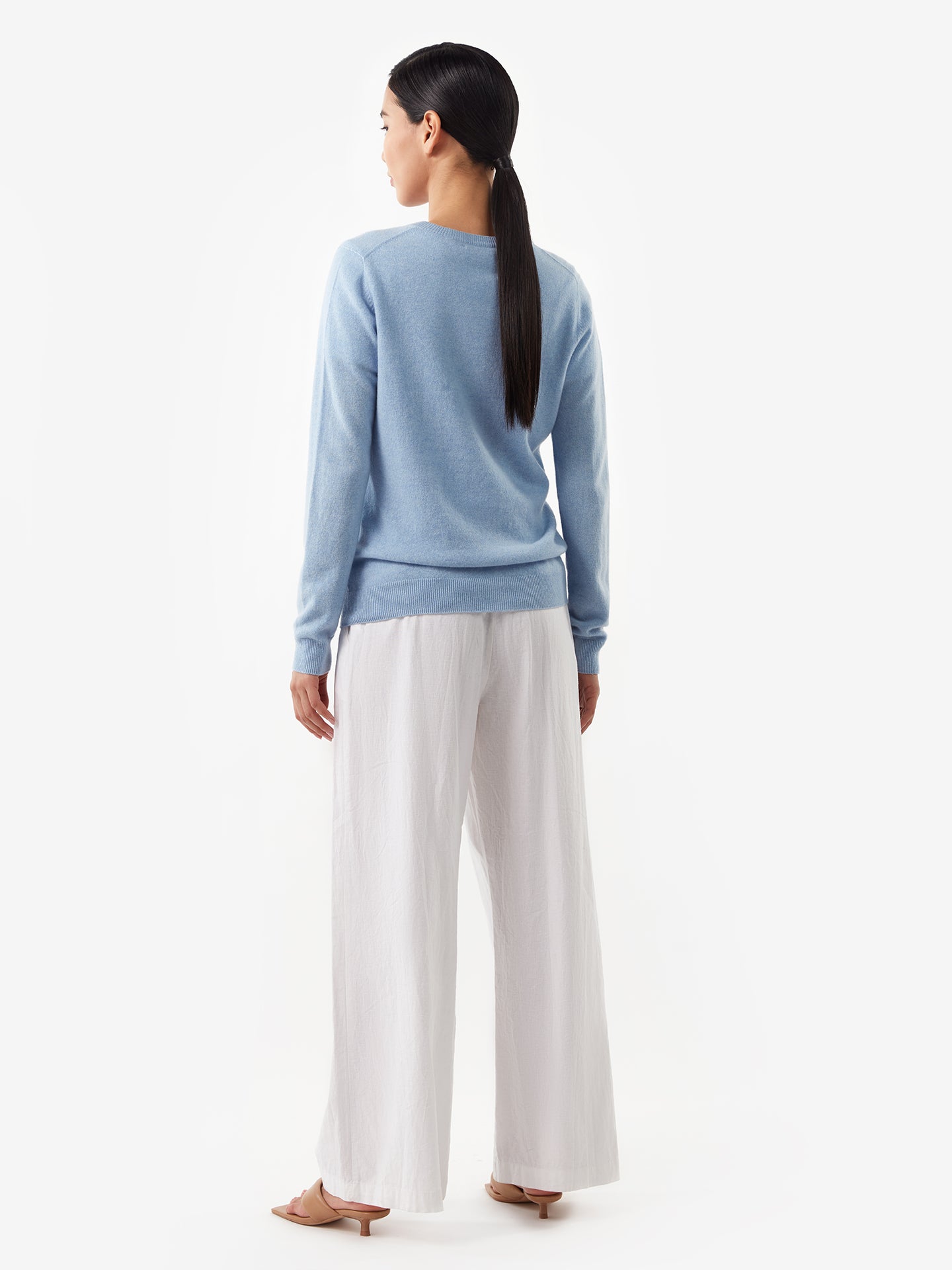 Damen Kaschmir V-Ausschnitt Pullover Blau - Gobi Cashmere
