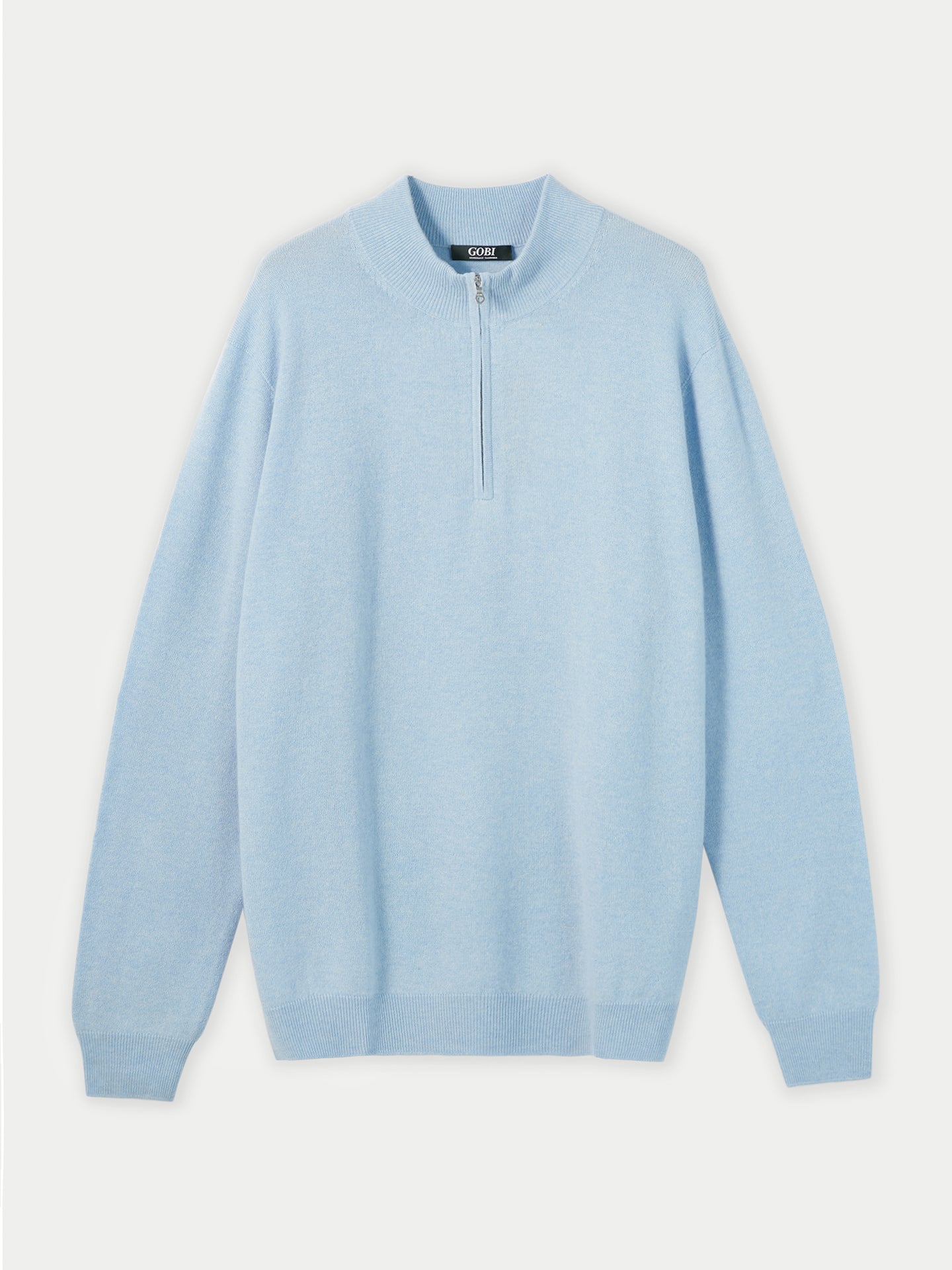 Basic Kaschmirpullover mit Halbreißverschluss