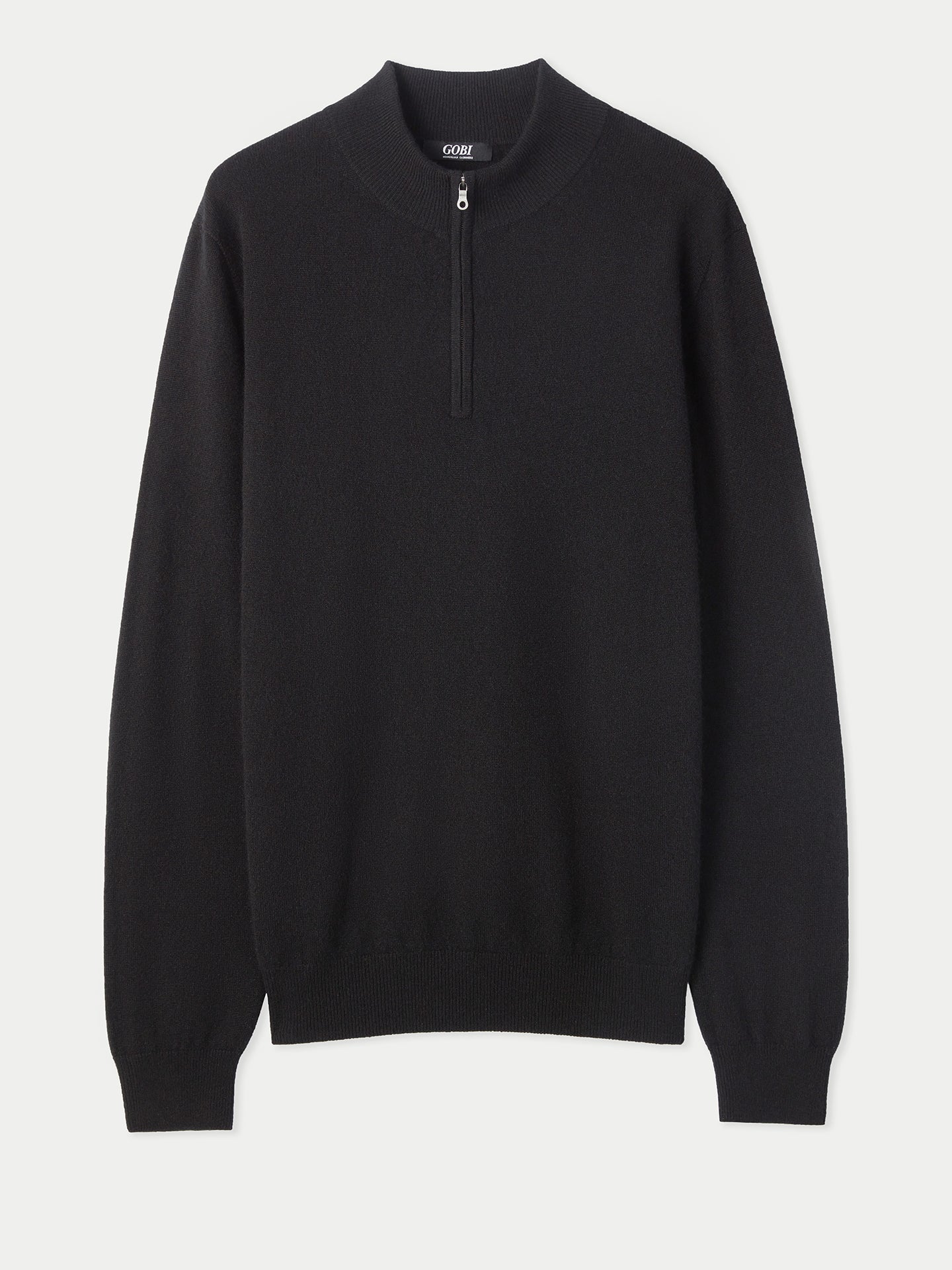Basic Kaschmirpullover mit Halbreißverschluss