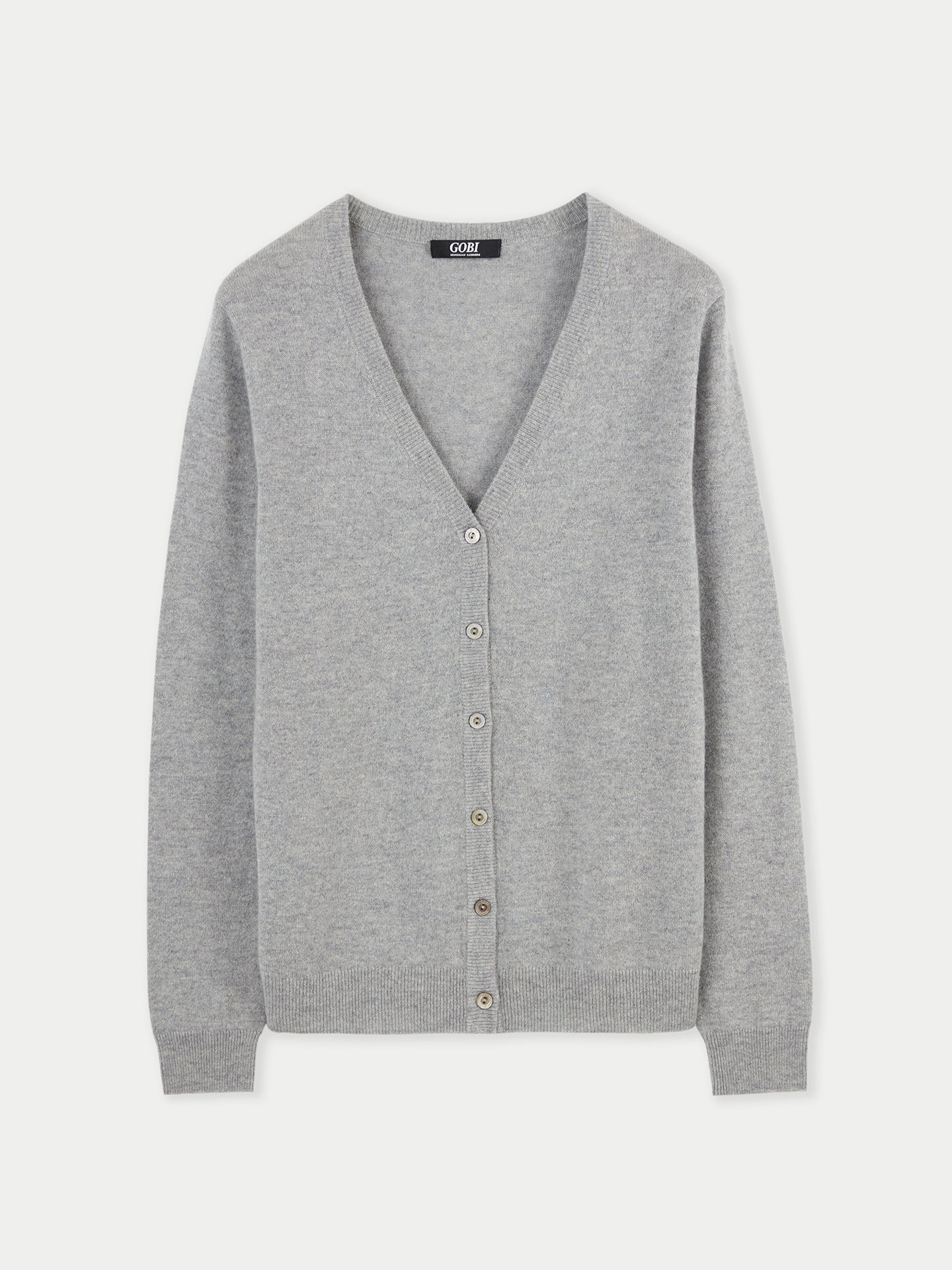 Damen Kaschmir V-Ausschnitt Strickjacke Hellgrau - Gobi Cashmere