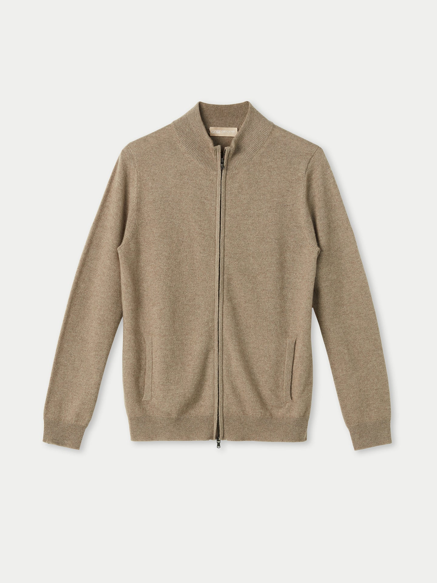 Damen Kaschmir Strickjacke Mit Reißverschluss Taupe - Gobi Cashmere