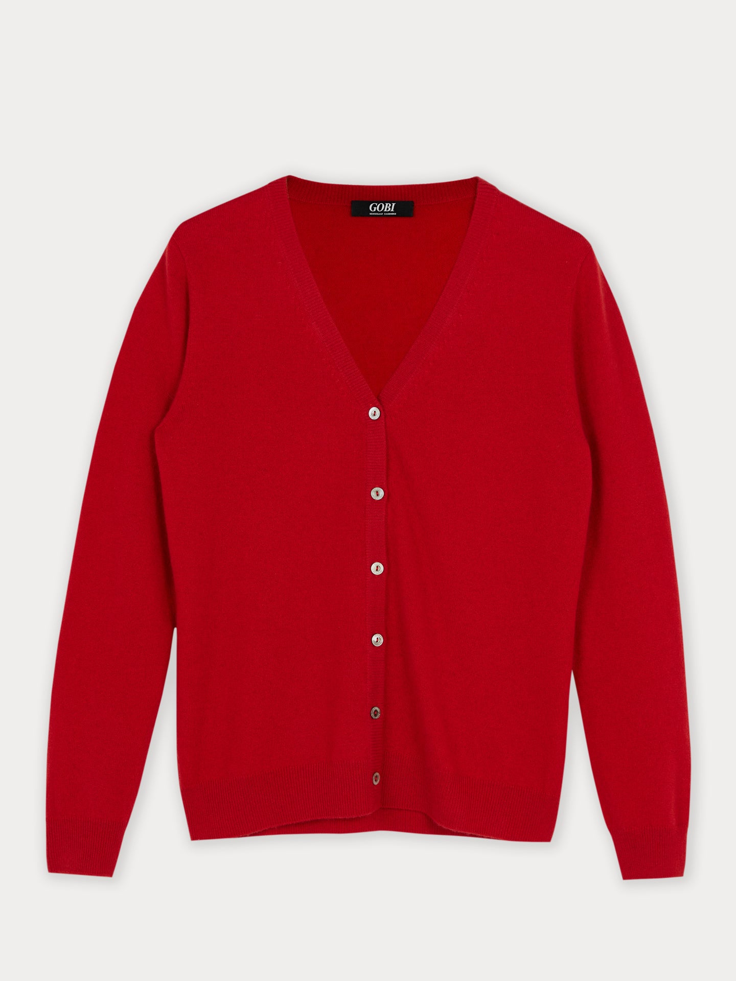 Damen Kaschmir V-Ausschnitt Strickjacke Rot - Gobi Cashmere