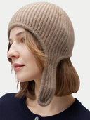Gestrickte Kaschmir Aviator-Mütze Taupe - Gobi Cashmere