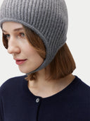 Gestrickte Kaschmir Aviator-Mütze Dunkelgrau - Gobi Cashmere