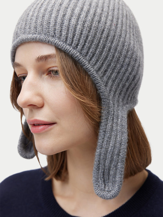 Gestrickte Kaschmir Aviator-Mütze
