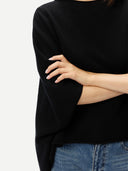 Timeless Kaschmir-Poncho mit Bootsausschnitt Schwarz - Gobi Cashmere