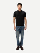 Herren Klassisches Polo-Shirt mit kurzen Ärmeln Schwarz - Gobi Cashmere